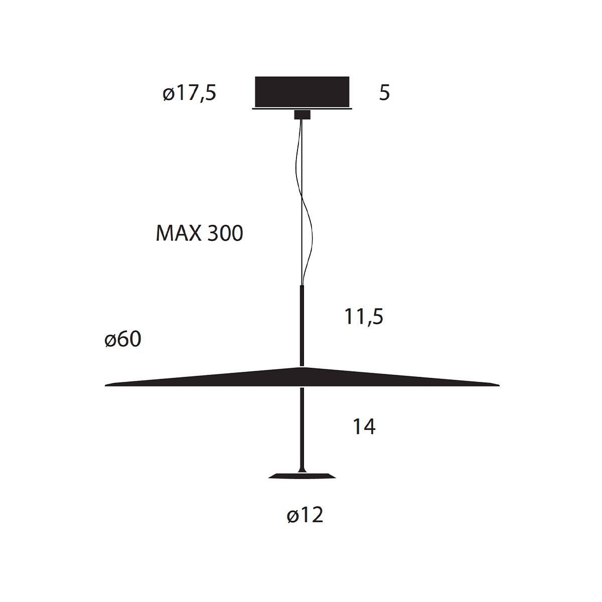 Dot 600 Pendelleuchte, Ø: 60 cm, Schwarz eloxiert, Warmweiß 3000K, 1-10V Dot 600 Pendelleuchte, Ø: 60 cm, Messing eloxiert, Extra-Warmweiß 2700K, Phase Cut