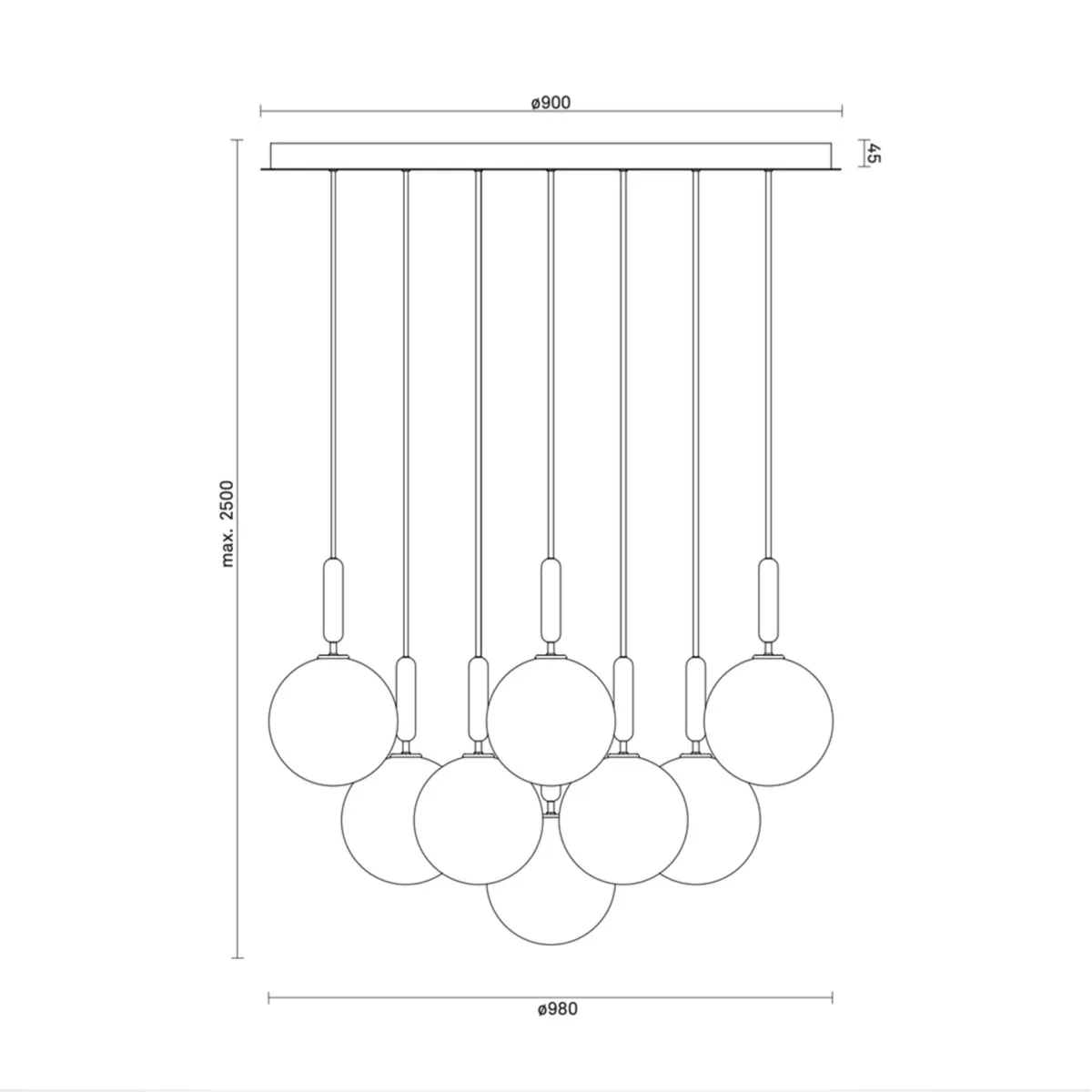 Miira 13 Large Pendelleuchte, Ø: 98 cm, Messing, Opalglas