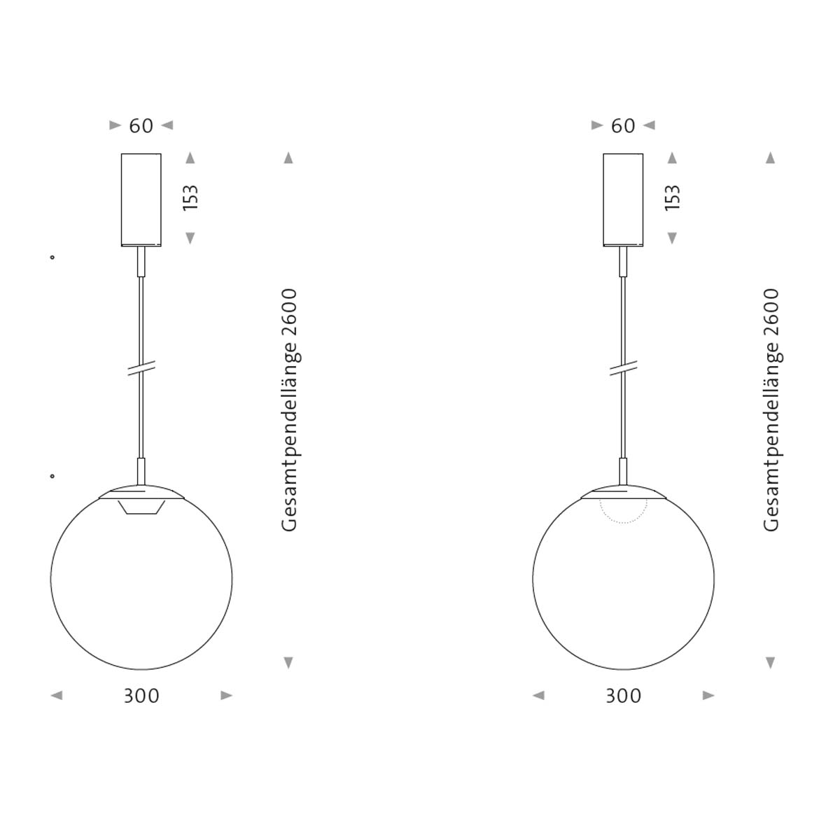 Mawa Design glaskugelleuchte led ku3 Pendelleuchte, Ø: 30 cm Weiß matt Opalglas Warmweiß 3000K Phase Cut