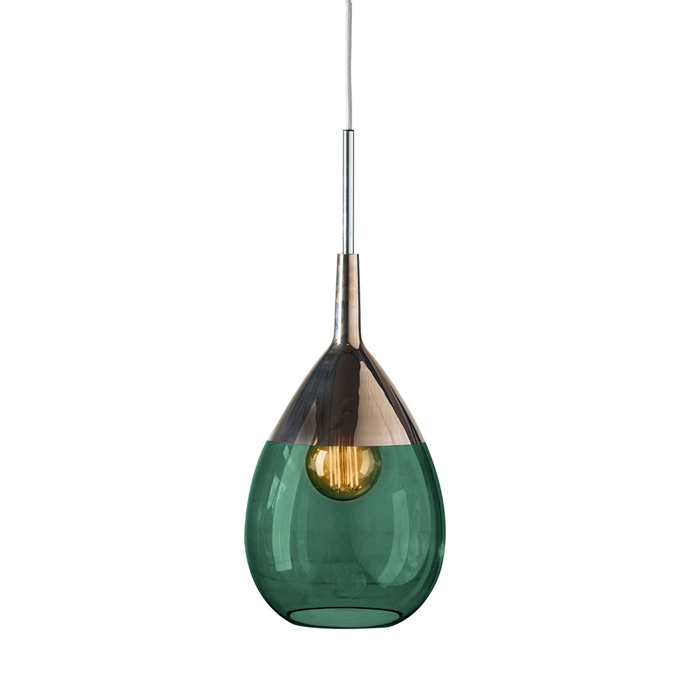 Ebb & Flow Lute Pendelleuchte L Ø 22 cm Lute Pendelleuchte L Ø 22 cm, Ivy Green, Platinum Ivy Green Platinum Pendelleuchten – Designleuchte, mundgeblasen für Schlafzimmer