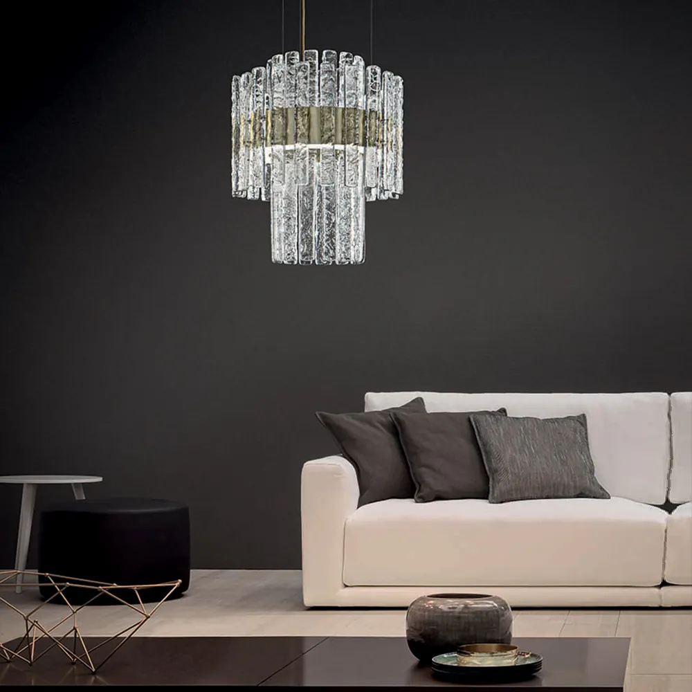 Masiero Vegas S RD60 DB Pendelleuchte Pendelleuchten - luxuriöse Verarbeitung aus Glas und Metall, Farbe Transparent