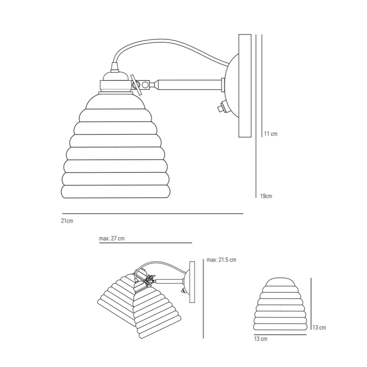 Original BTC Hector Bibendum Wandleuchte mit Schalter Kabel Rot