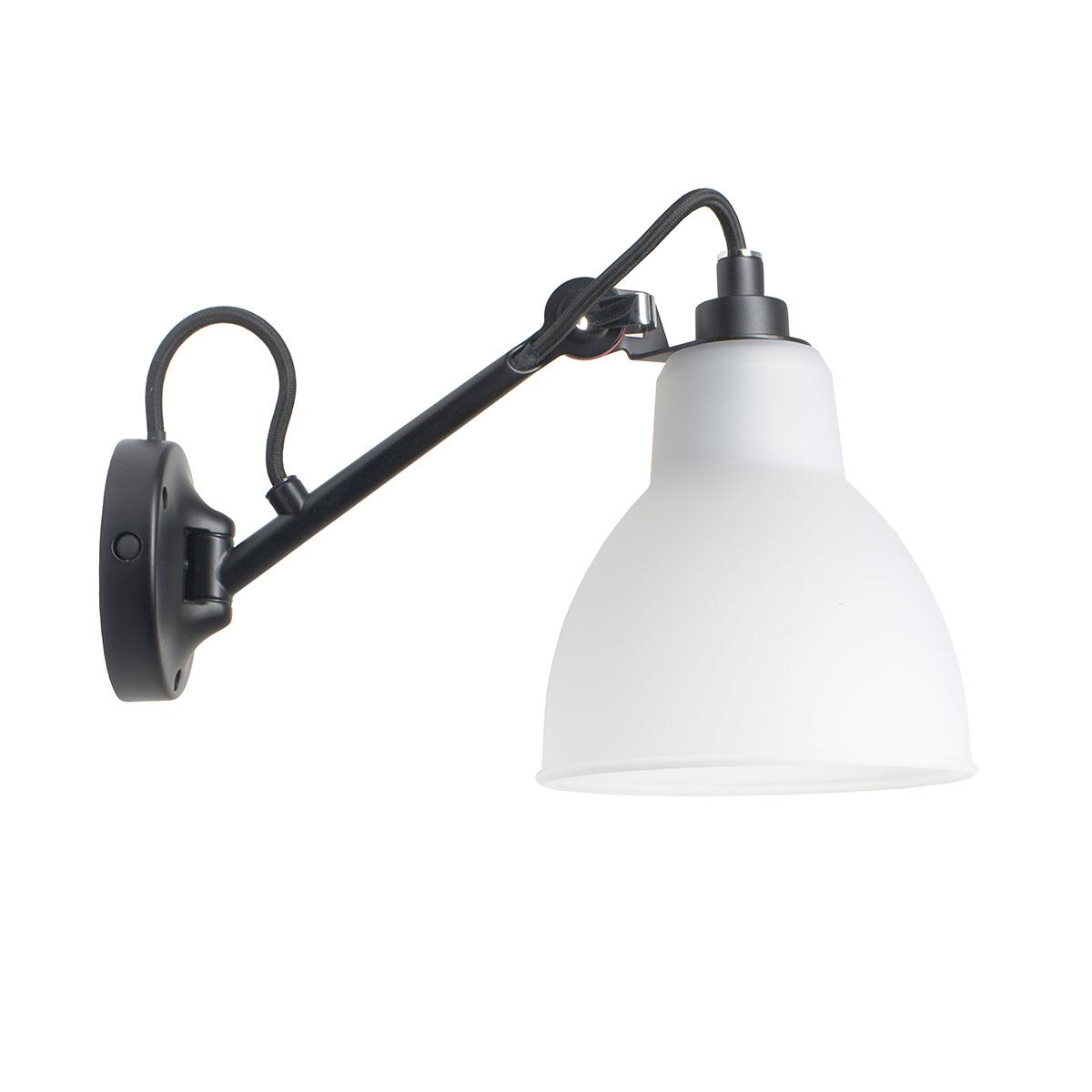 Lampe Gras N° 104 Wandleuchte, T: 30,3 cm Schwarz, Schirm Polycarbonat in Schwarz Weiß – moderne Designerleuchte aus dem Hause DCW Editions für den Flur Spezial Angebot Pack Duo Lampe Gras N° 104 Bathroom IP44 Wandleuchte Schwarz, Schirm Polycarbonat in Schwarz Rot – zeitloses Design von DCW Editions passt perfekt in den Treppenaufgang auch für Badezimmer geeignet