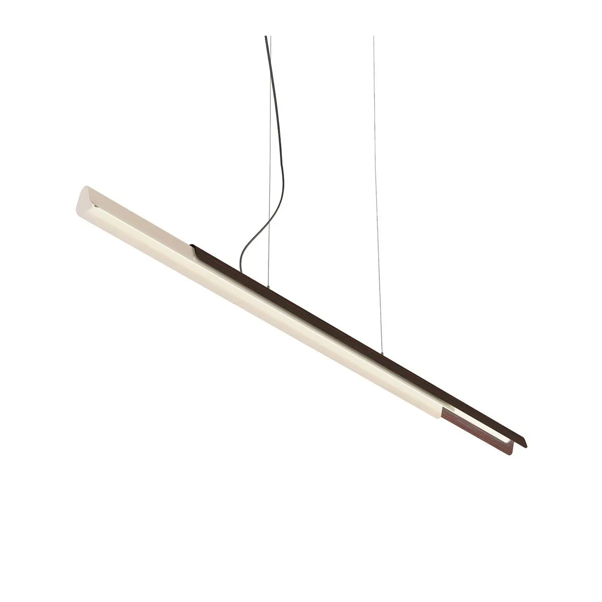 Dala Linear Pendelleuchte, L: 150 cm, Beige & Holz, Warmweiß 3000K