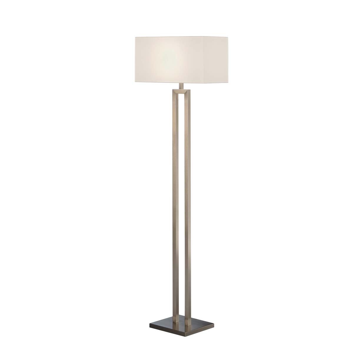 Große und elegante Stehleuchte in der Farbe nickel matt mit Schirm aus chintz Große und elegante Stehleuchte in der Farbe nickel matt mit Schirm aus chintz