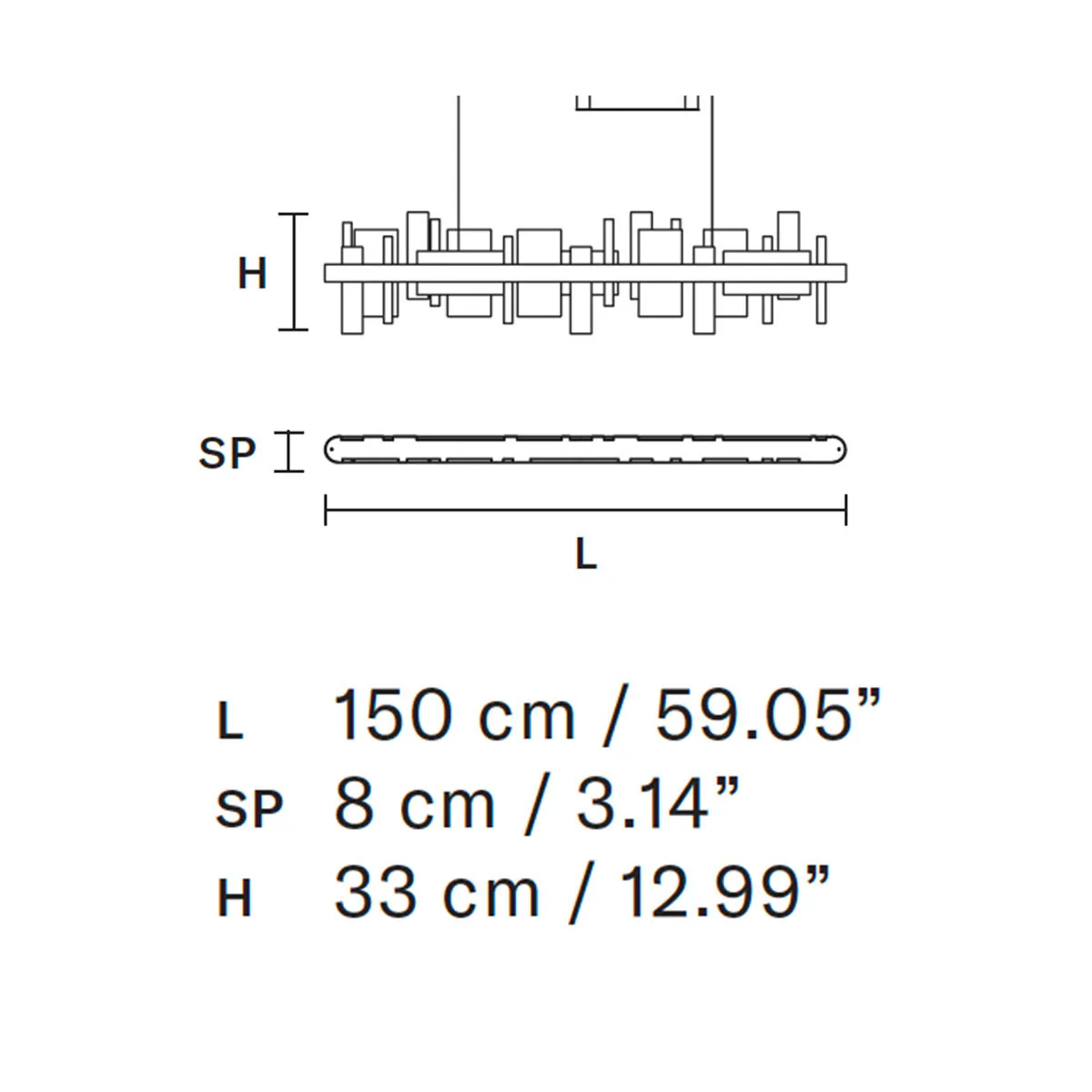 Honicé S150 Pendelleuchte, Onyx Stein, Gold brüniert, L: 150 cm