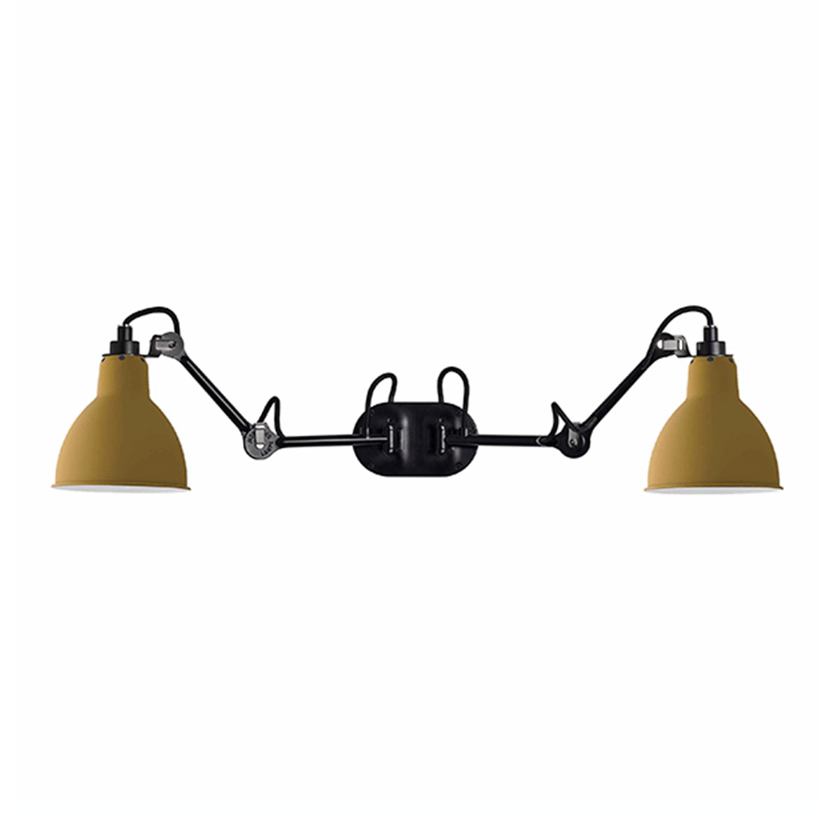 Lampe Gras N° 204 Double Wandleuchte Schwarz, Schirm Gelb in Schwarz Gelb – moderne Designerleuchte von DCW Editions passt perfekt in den Treppenaufgang