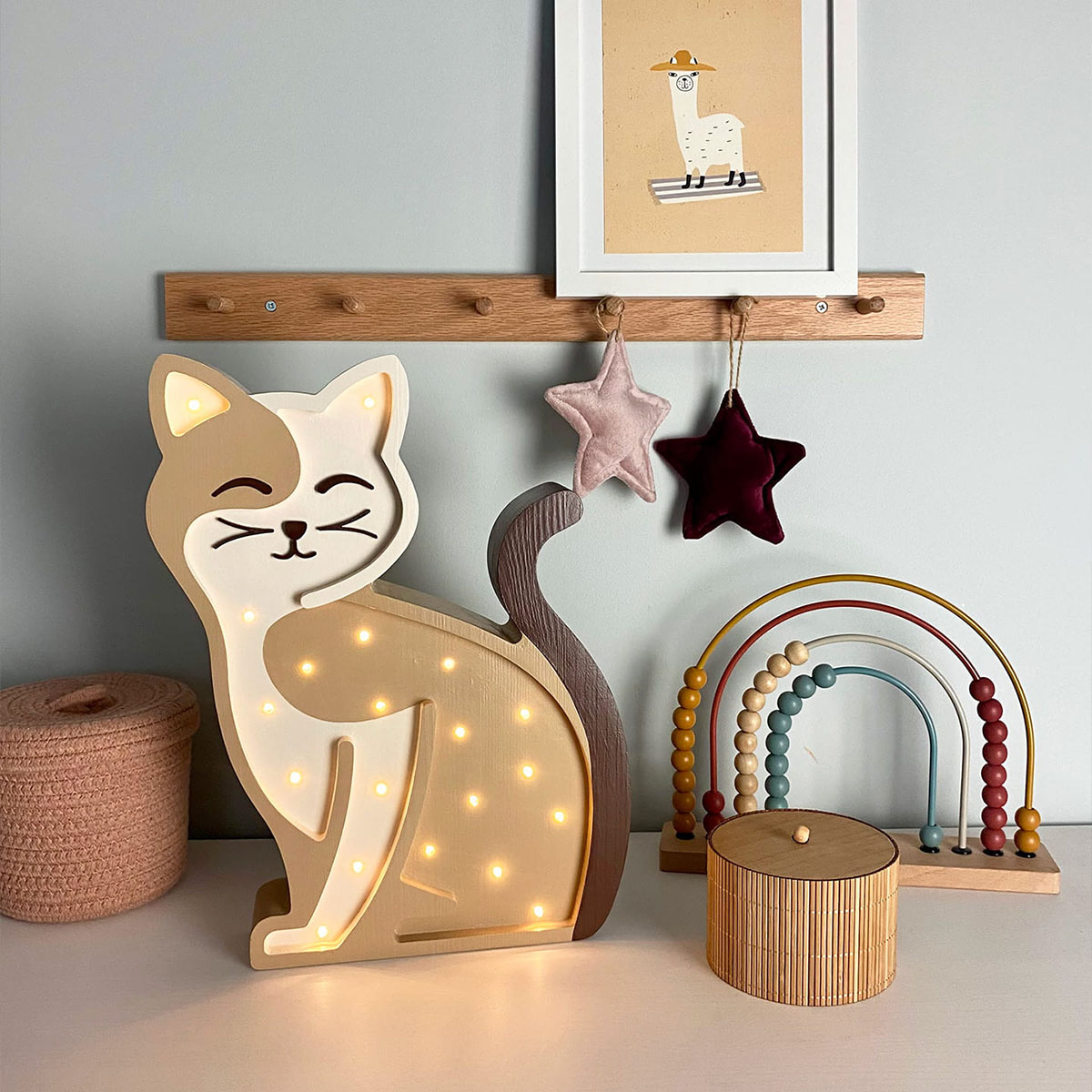 Kinder Nachtlicht Katze, Holz, handgemacht