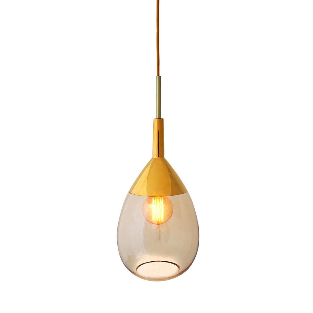 Lute Pendelleuchte L Ø 22 cm, Golden Smoke, Gold