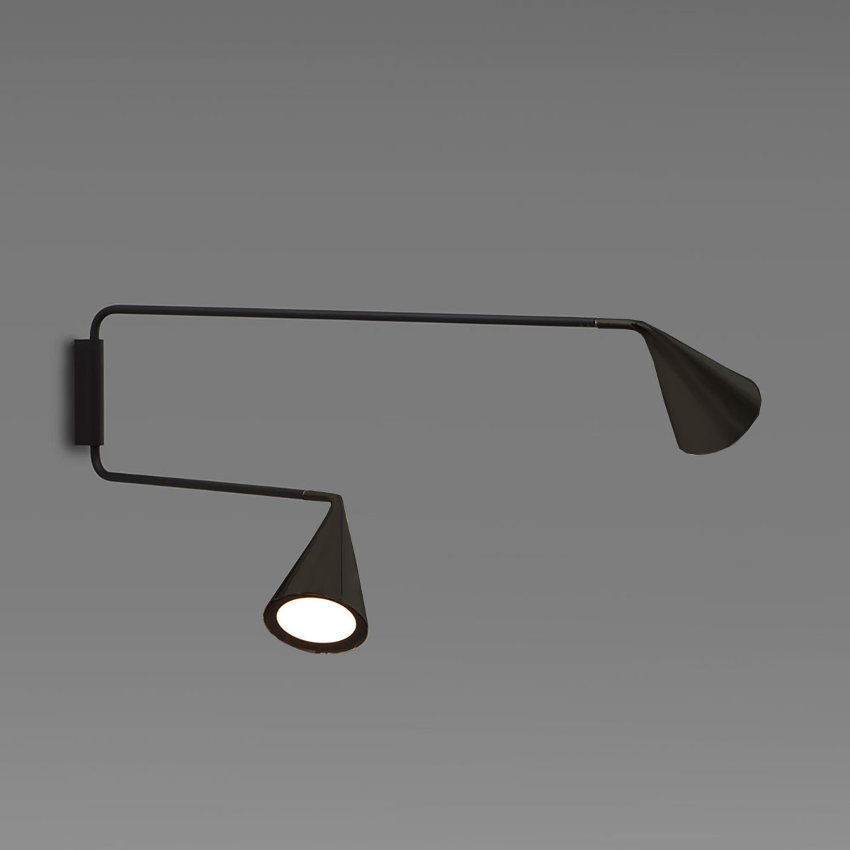 Gordon 561.48 Wandleuchte 2-flammig, Schwarz Matt & Schwarz Chrom