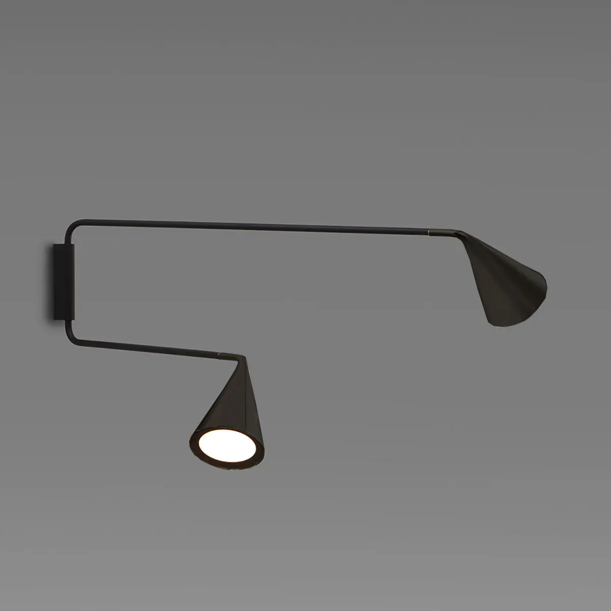 Gordon 561.48 Wandleuchte 2-flammig, Schwarz Matt & Schwarz Chrom