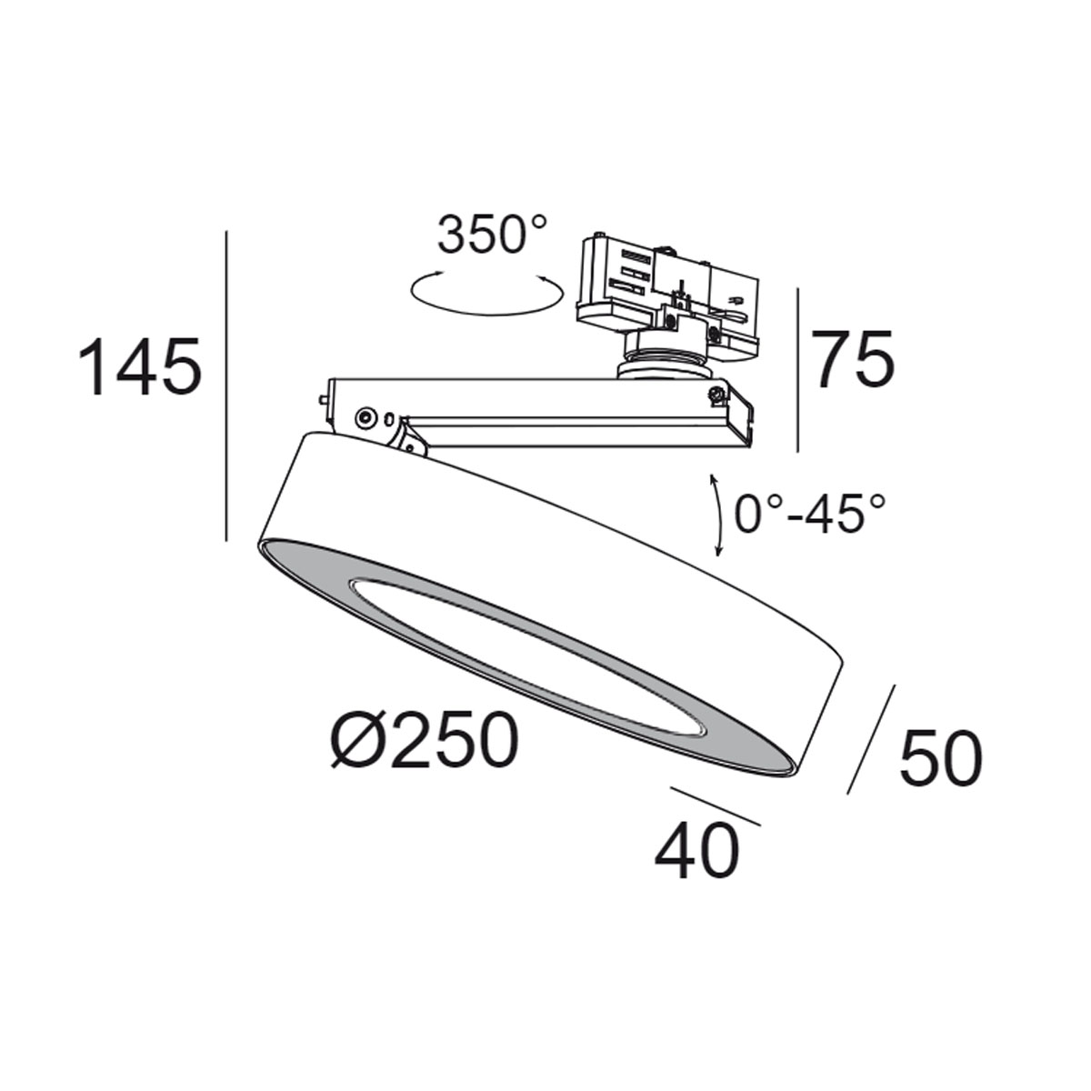 SUPER-OH! XS PIVOT 25 ADM DIM8 Schienenstrahler, Weiß, Ø: 25 cm