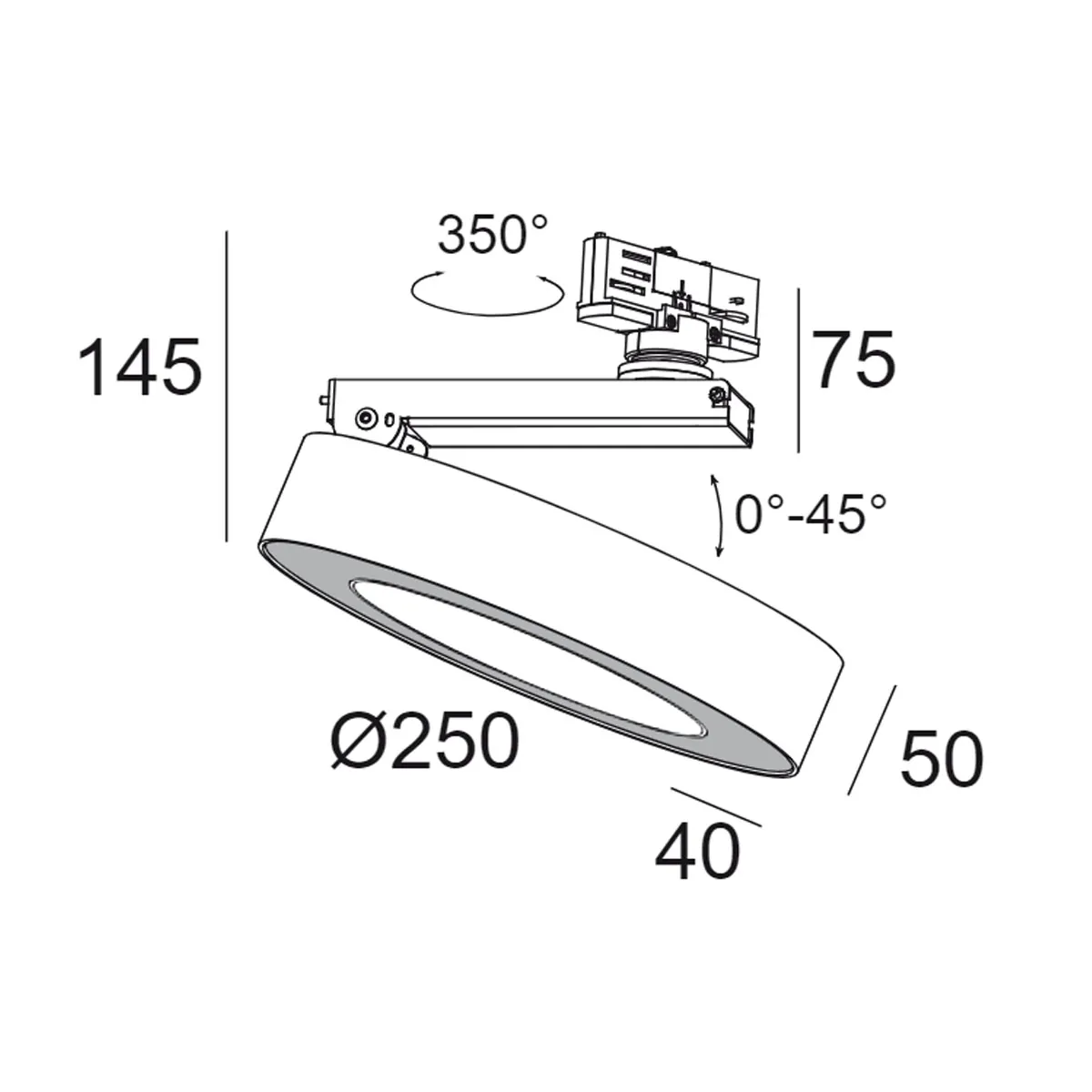SUPER-OH! XS PIVOT 25 ADM DIM8 Schienenstrahler, Weiß, Ø: 25 cm