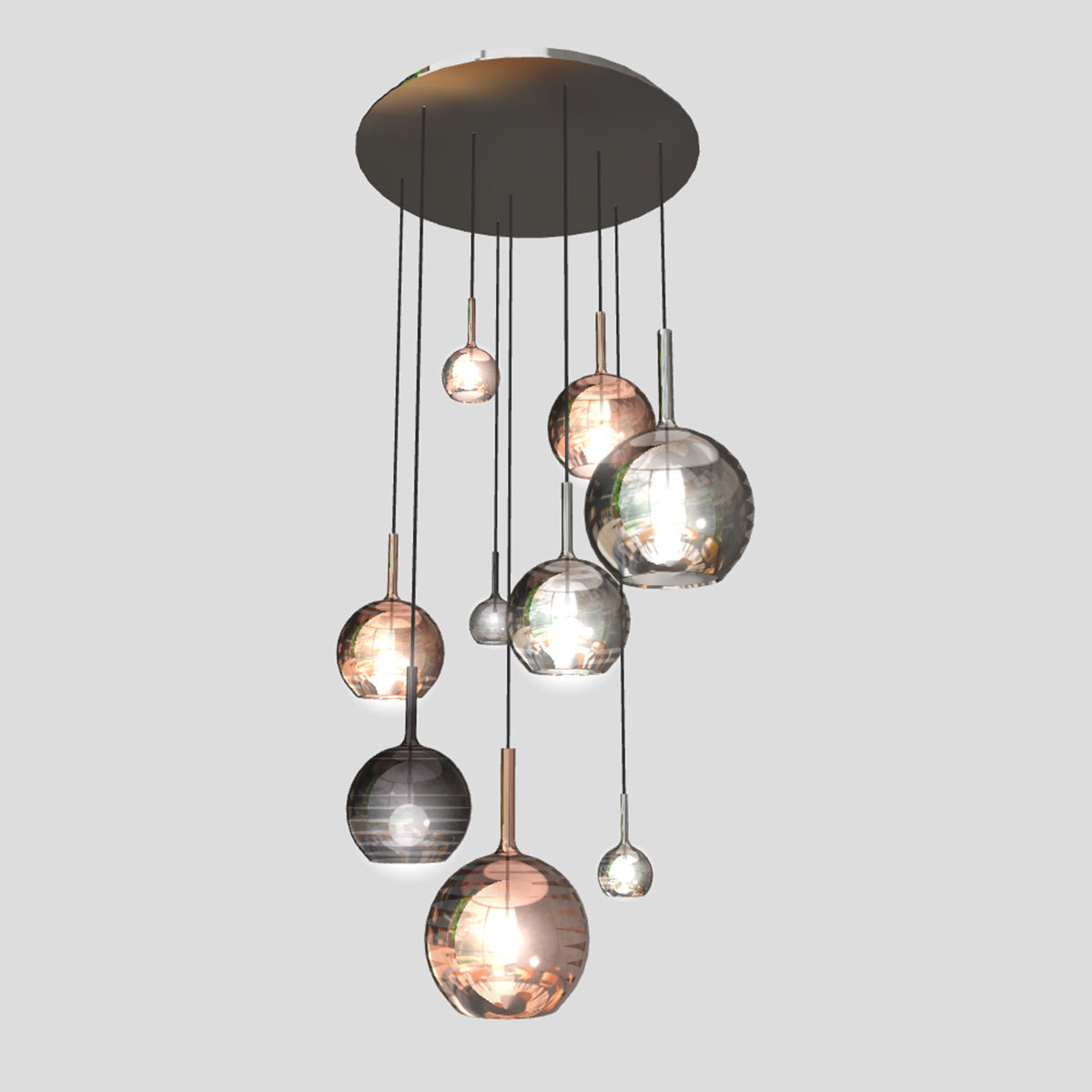 Penta Lampen Baldachin für Glo, Lit, Mom 9-fach, Ø: 80 cm x H: 5 cm, Titanium