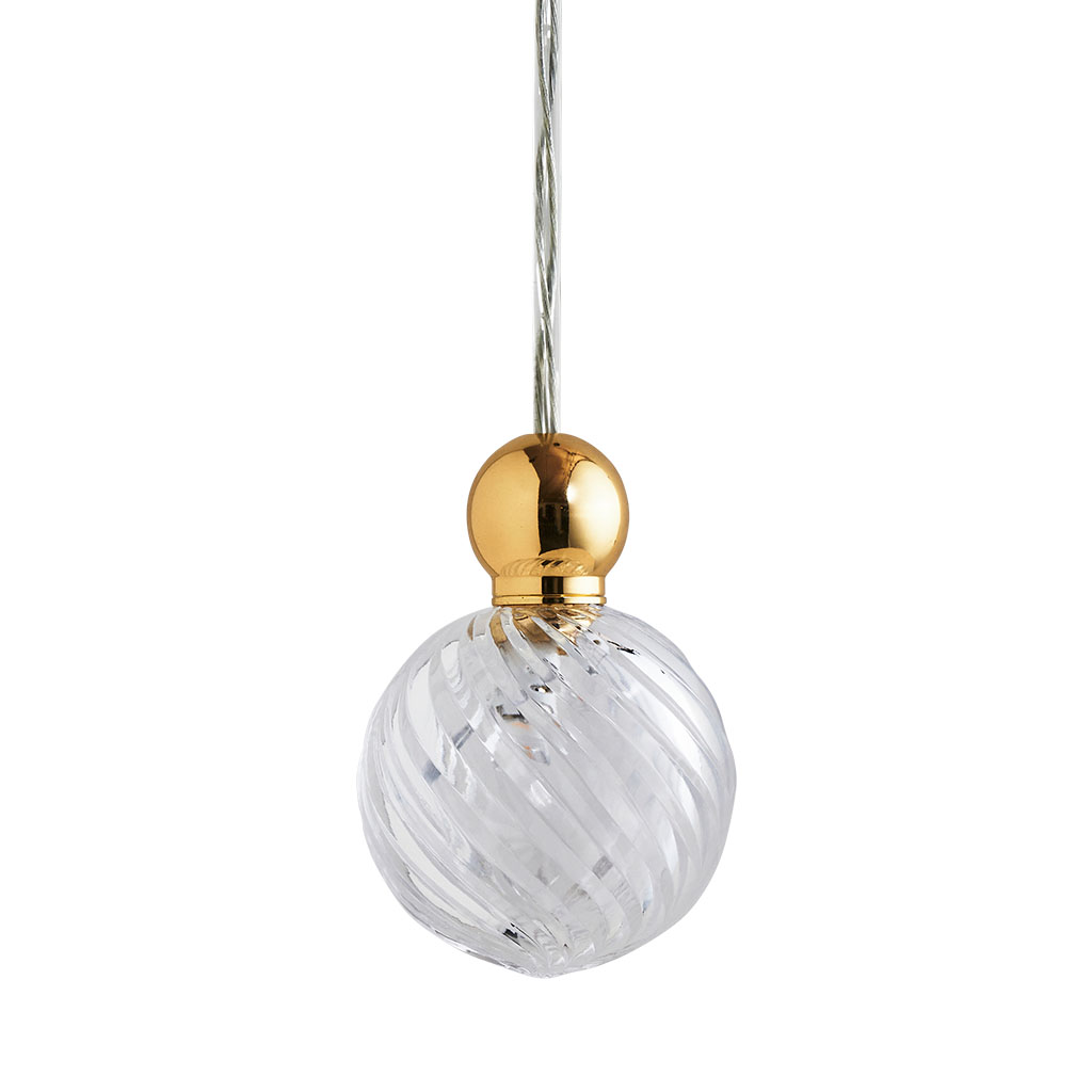 Uva Pendelleuchte Crystal M Ø 7 cm, Swirl, Gold, mit Einzelbaldachin Uva Pendelleuchte Crystal M Ø 7 cm, Swirl, Gold, für Multi-Baldachin