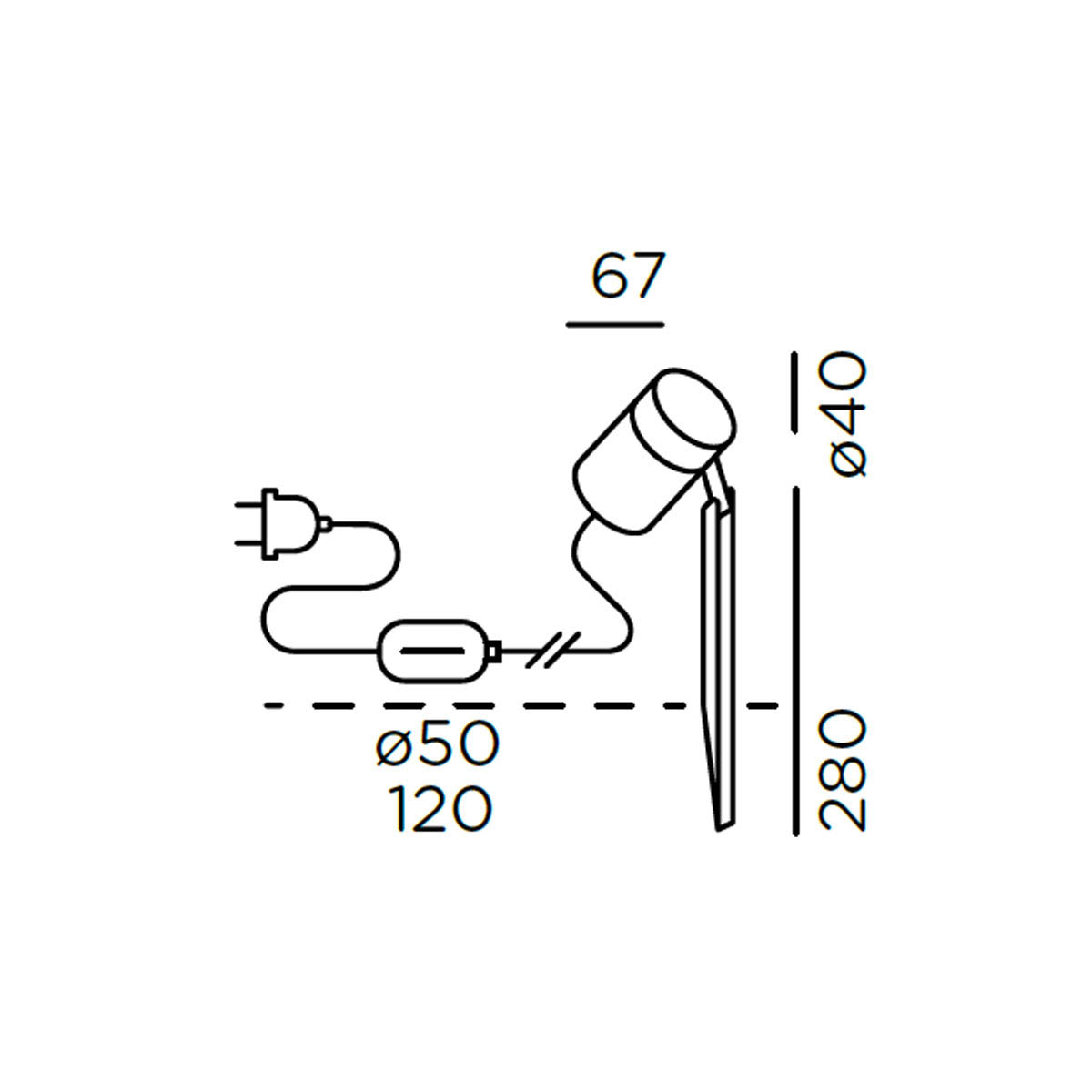 piek mini Erdspießleuchte, H: 28 cm, B: 6,7 cm, Anthrazit