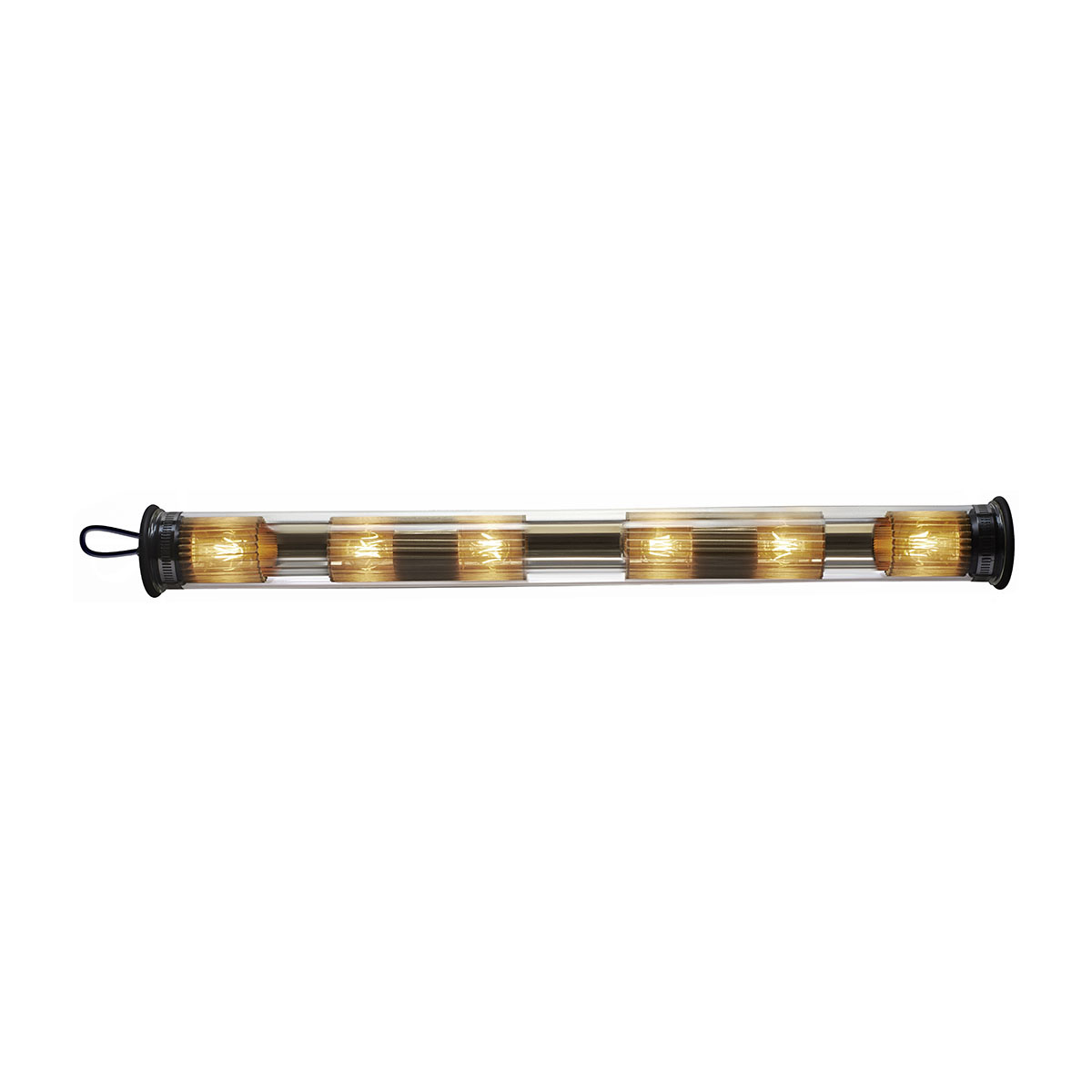 In The Tube Pendant Horizontal 120-1300 Pendelleuchte, Gold, L: 132 cm – moderne Designerlampe des Herstellers DCW Editions ideal über einer Kochinsel