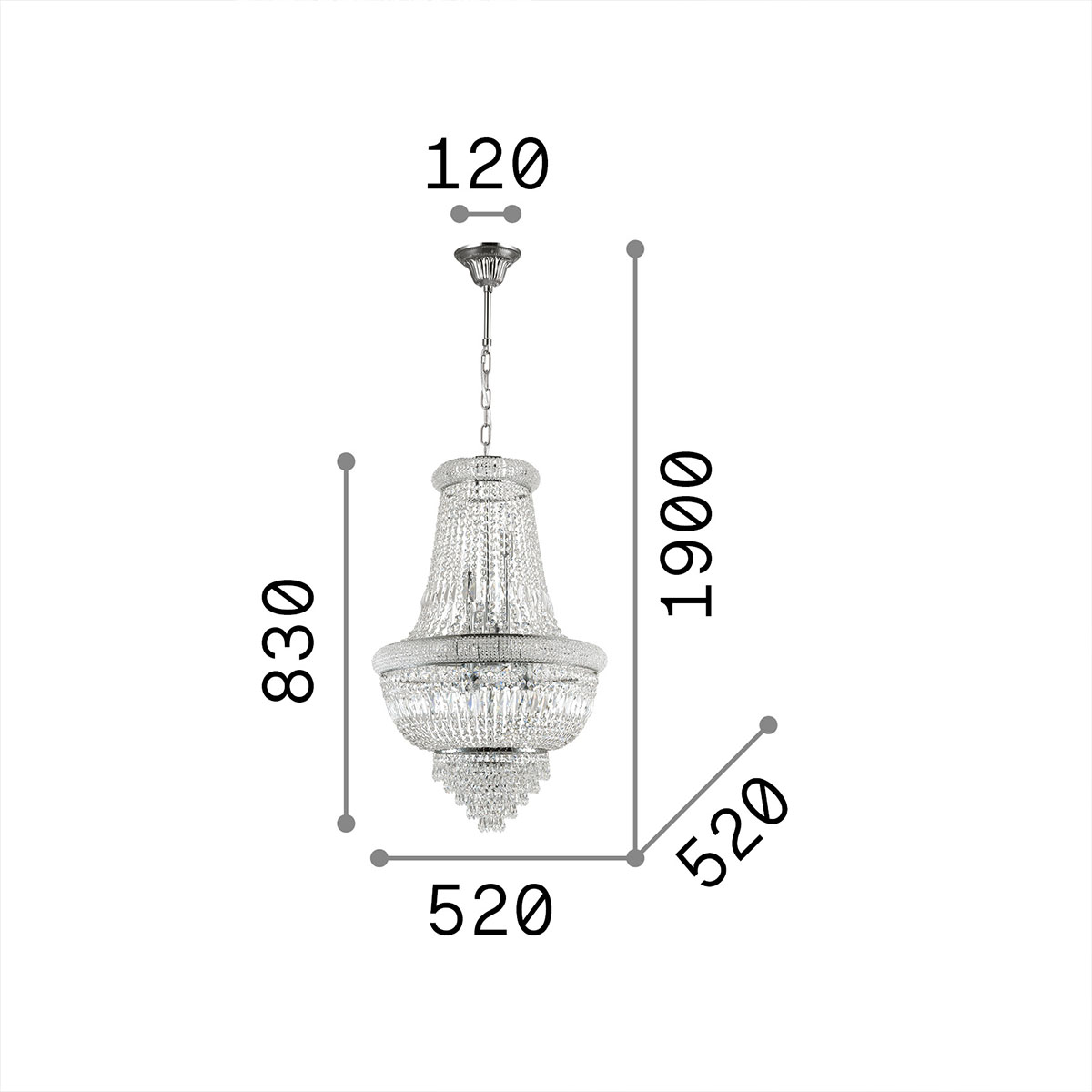 Dubai SP10 Korbleuchter 10-flammig, Chrom, Ø: 52 cm, H: 108 cm