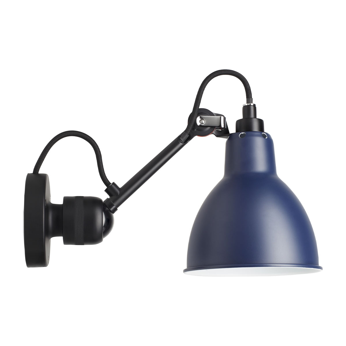 Lampe Gras N° 304 Wandleuchte, T: 15 cm Schirm Blau Schwarz Konisch