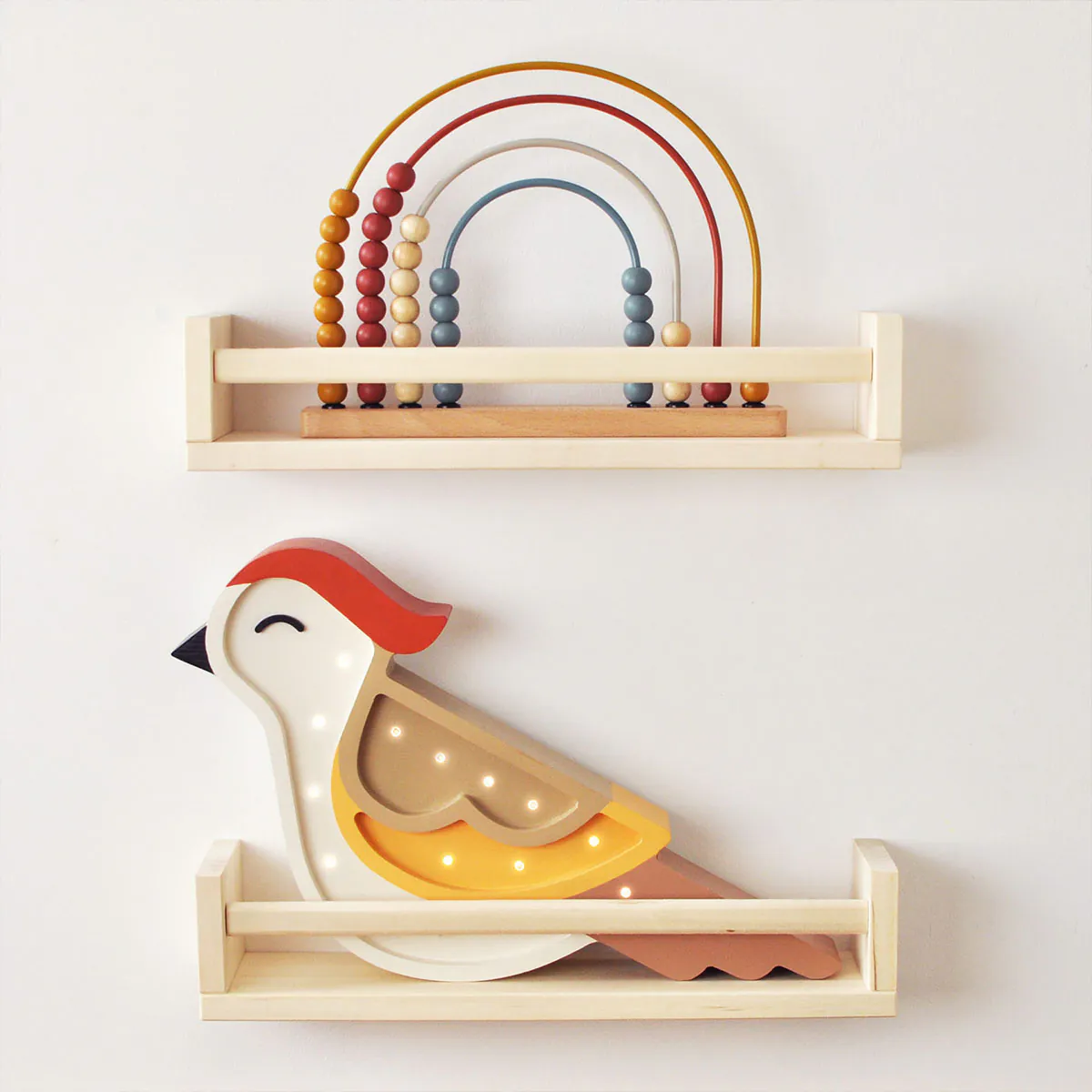 Kinder Nachtlicht Vogel, Holz, braun/ gelb, handgemacht