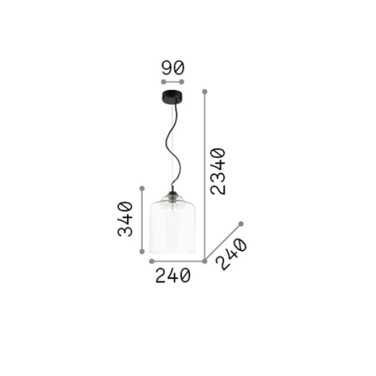 Bistrò SP1 square Pendelleuchte, Ø: 24 cm, Rauchglas Bistrò SP1 square Pendelleuchte, Ø: 24 cm, Transparent