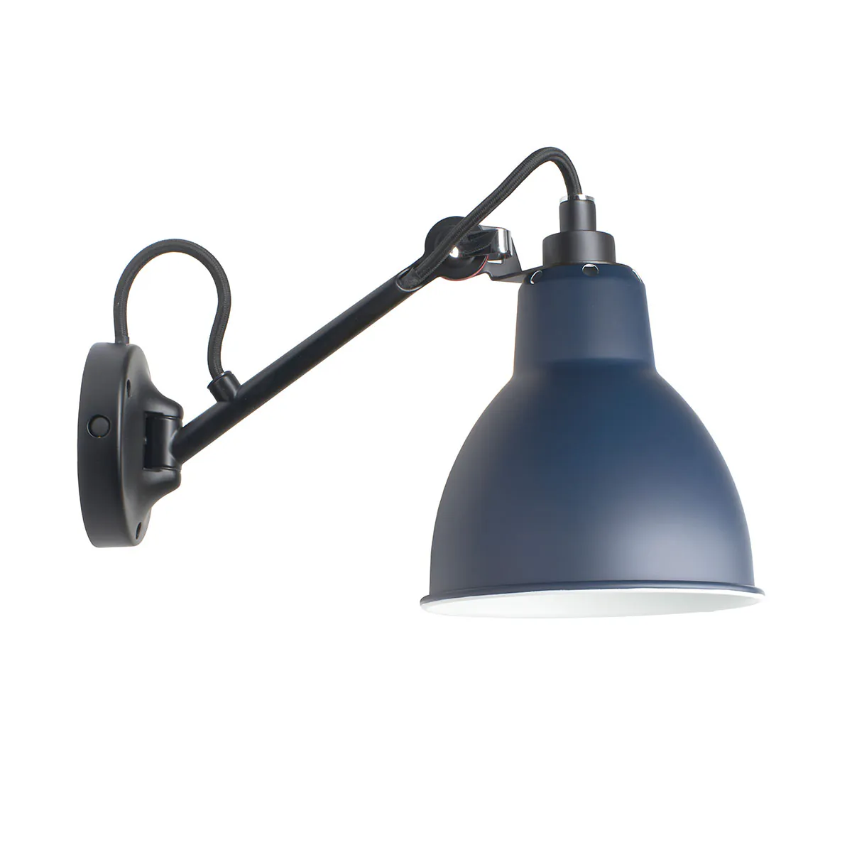 Spezial Angebot Pack Duo Lampe Gras N° 104sw Wandleuchte Schwarz, Schirm Blau mit Schalter in Schwarz Blau – hochwertiges Design des Herstellers DCW Editions ideal im Schlafzimmer