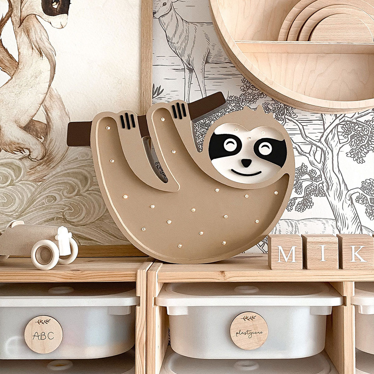 Kinder Nachtlicht Faultier, Holz, handgemacht Kinder Nachtlicht Faultier, Holz, handgemacht