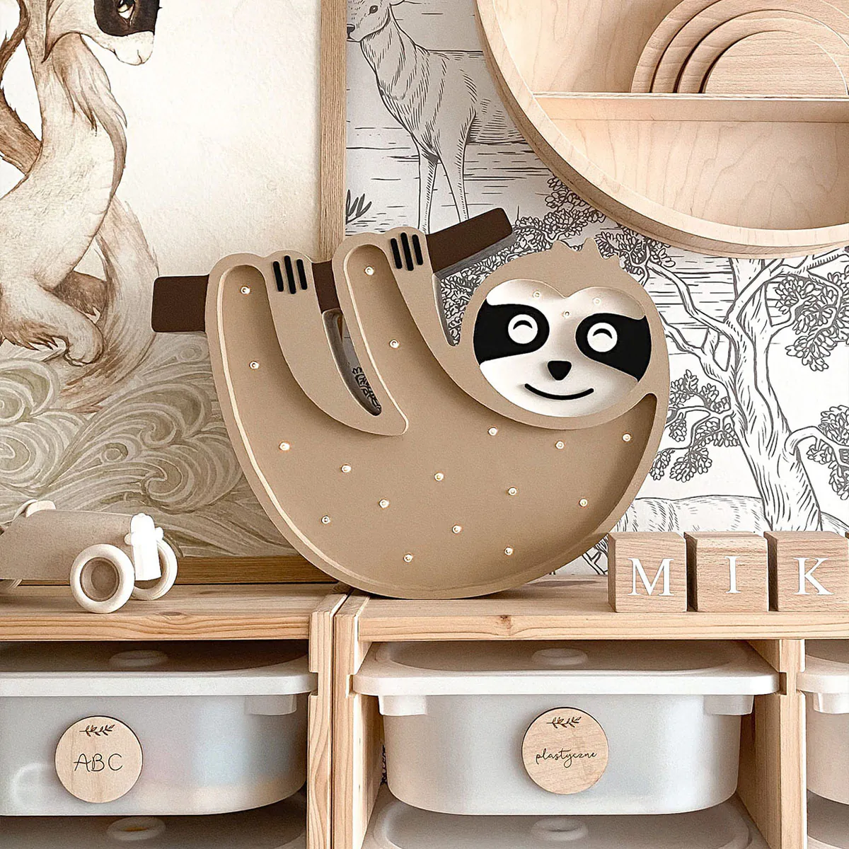 Kinder Nachtlicht Faultier, Holz, handgemacht