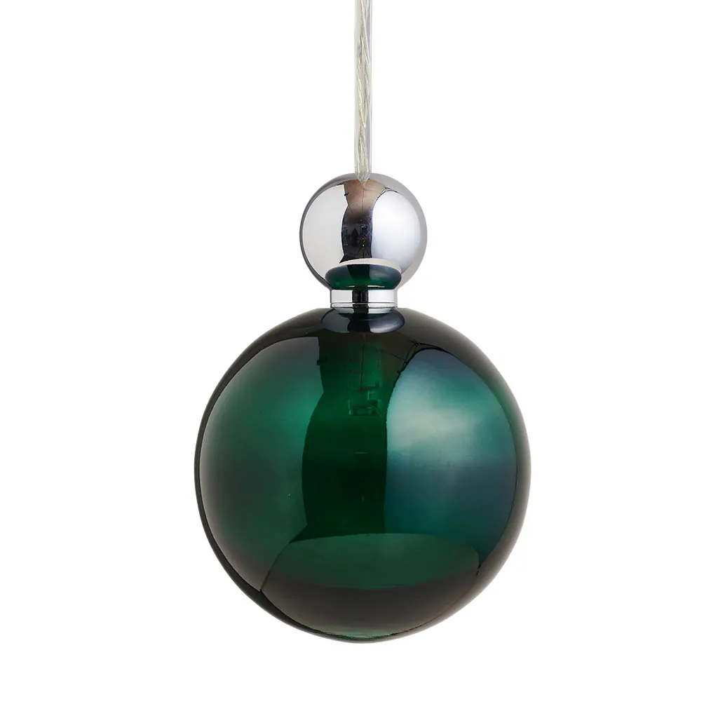 Uva Pendelleuchte L Ø 10 cm, Ivy green, Silber, für Multi-Baldachin