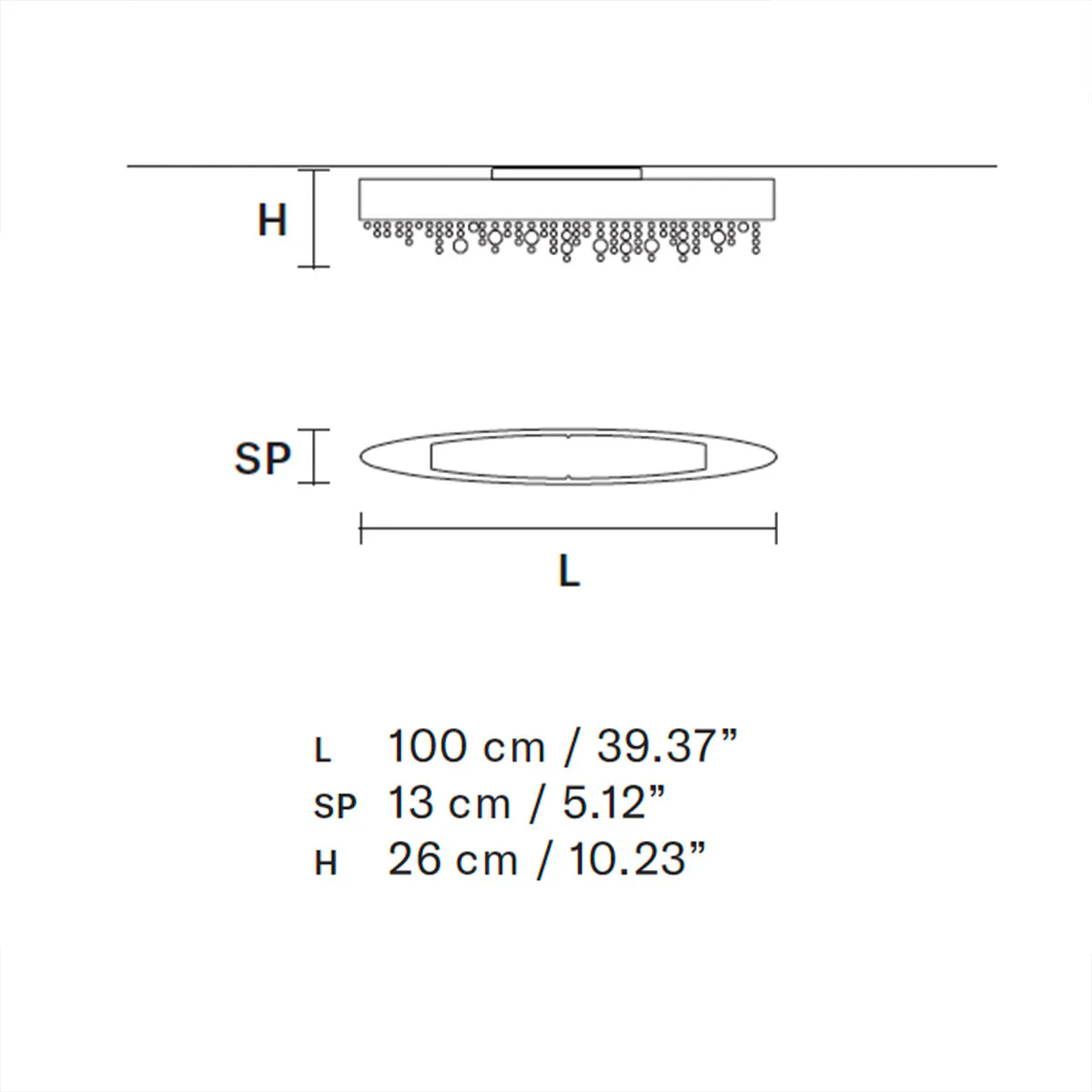 Olà PL4 OV 100 Deckenleuchte, Weiß matt, L: 100 cm, LED-Modul