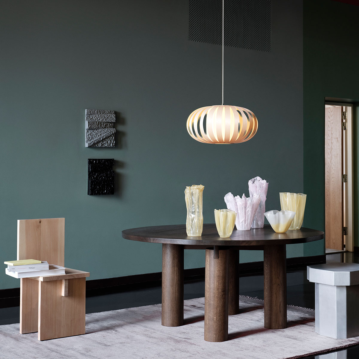 ST903 Pendelleuchte, Birke Natur, Ø: 58 cm, H: 28 cm