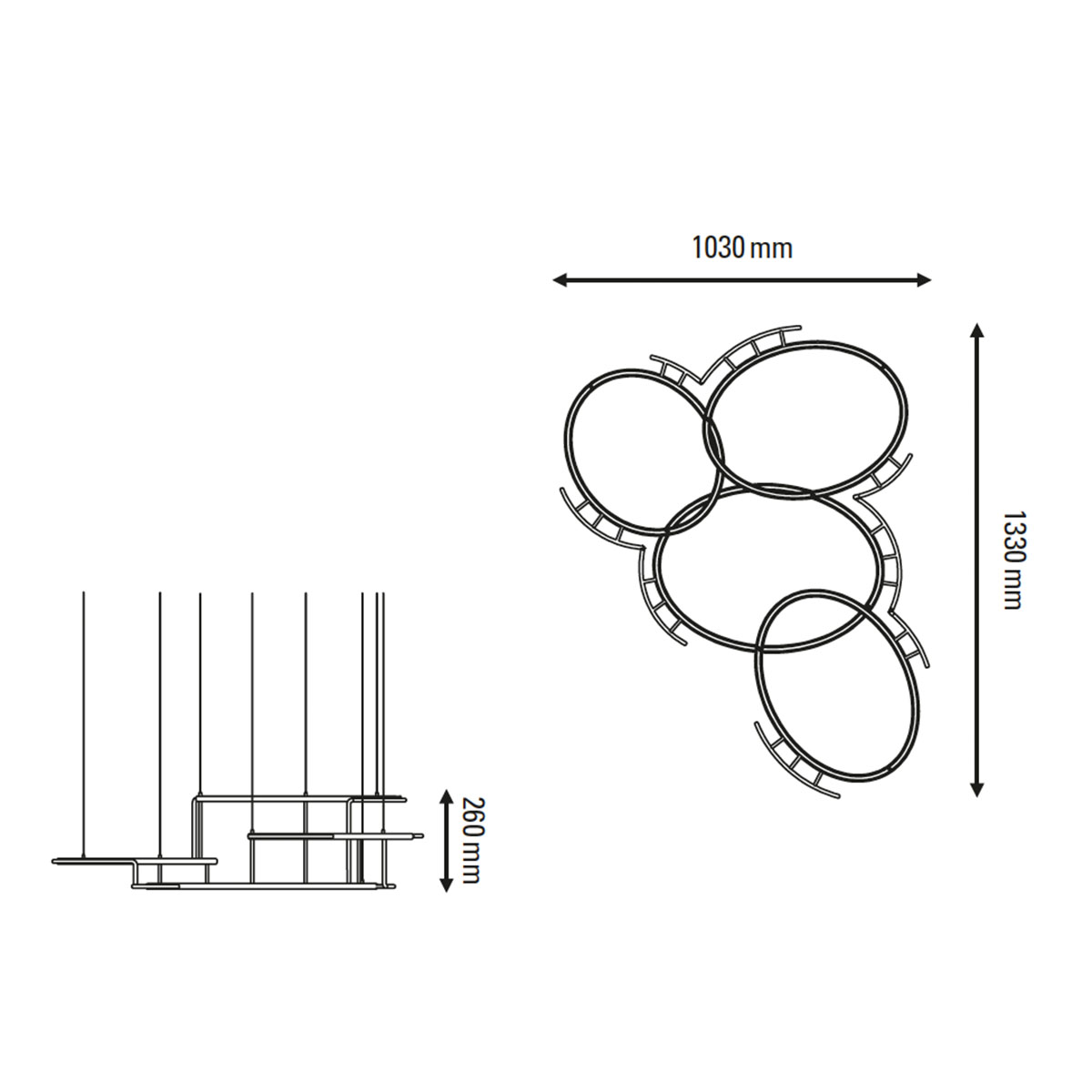 DCW Editions Broche Pendelleuchte M, L: 130 cm, B: 133 cm Messing Modern – moderne Lampe, geeignet für Küche