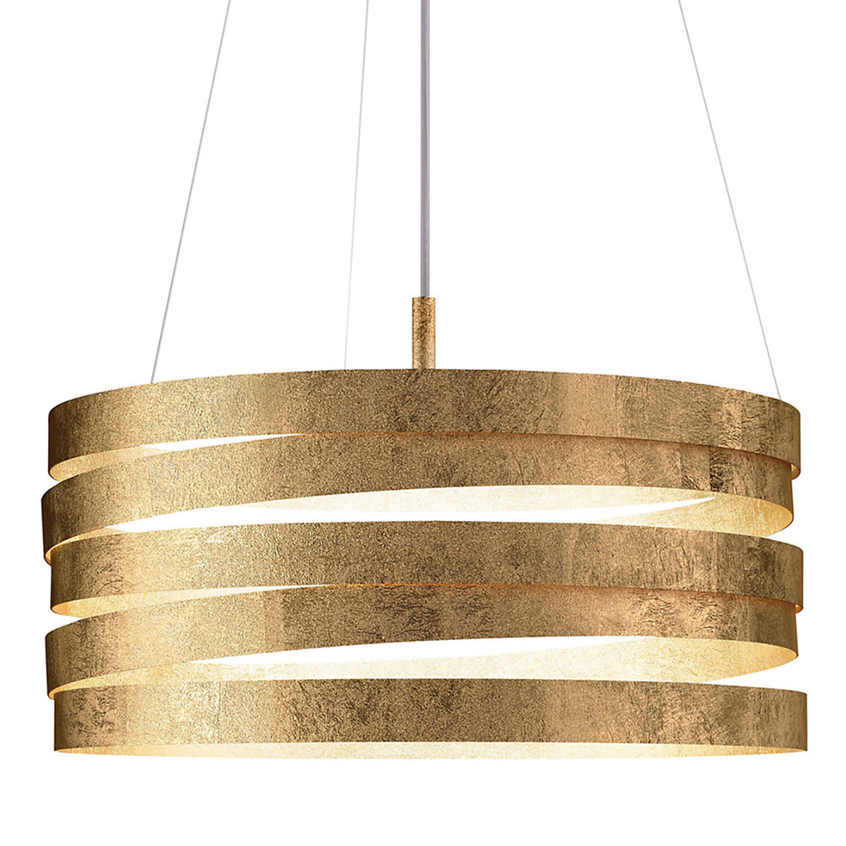 Band Pendelleuchte, Ø: 50 cm, H: 30 cm, Blattgold, LED