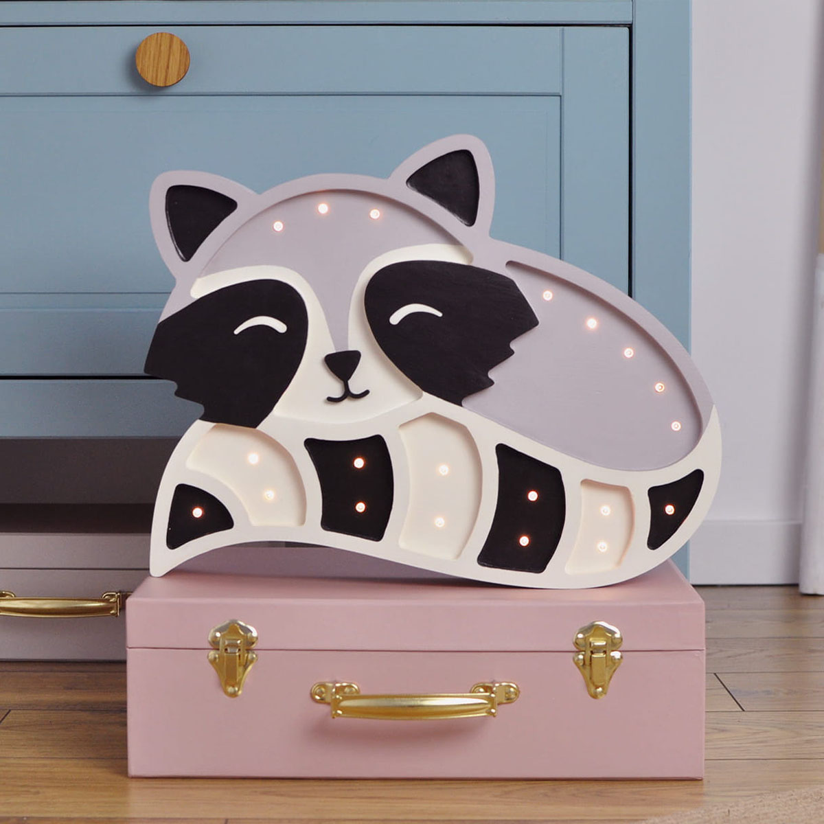 LED Kinderleuchte Waschbär aus Holz, handgemacht LED Kinderleuchte Waschbär aus Holz, handgemacht