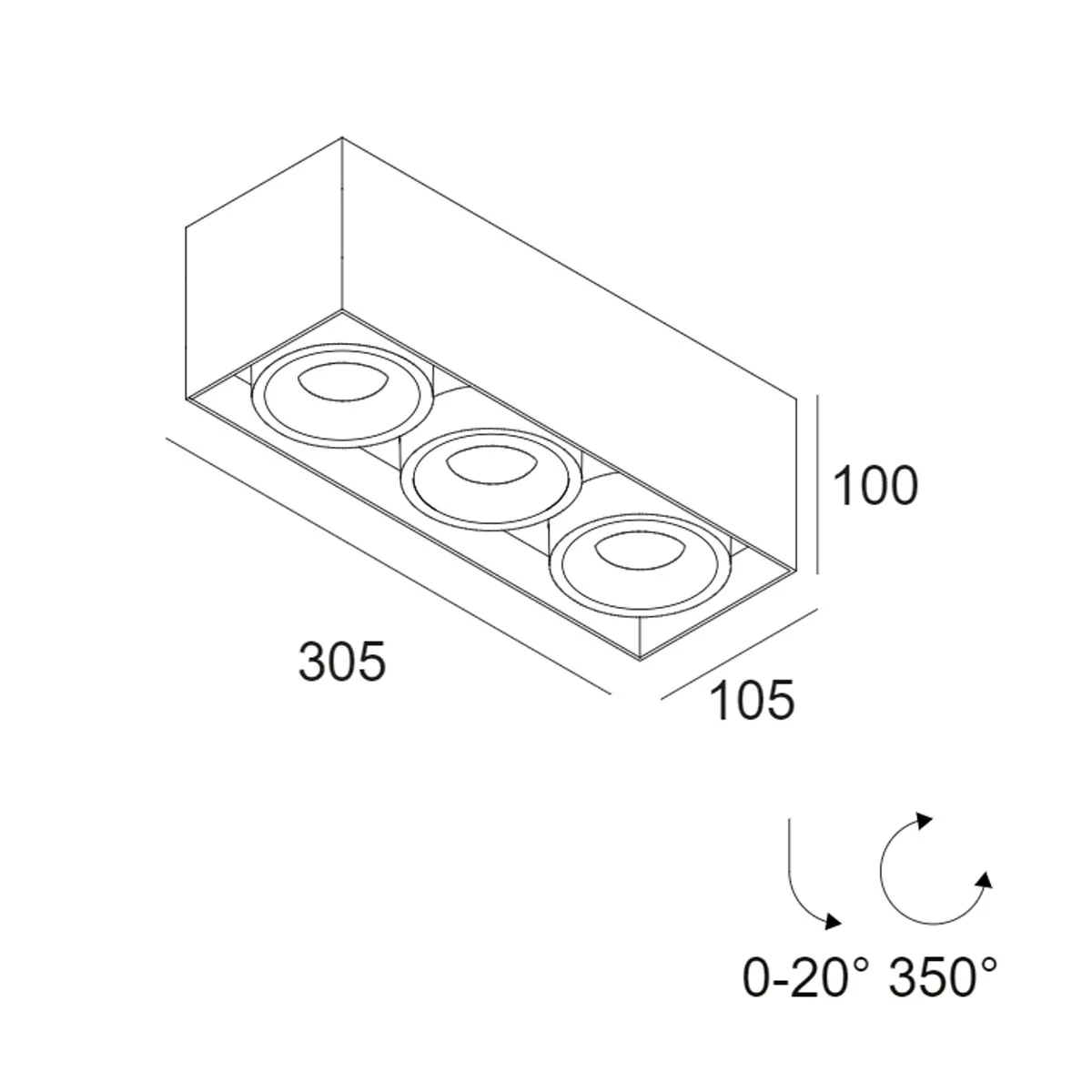 MINIGRID ON 350 SOFT 93045 DIM8 Aufbaustrahler, L: 30,5 cm, B: 10,5 cm, dim to warm 3000K – 1800K, Weiß & Schwarz