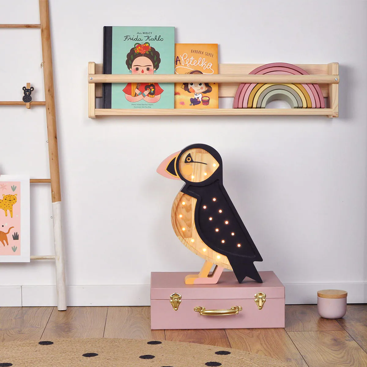 Kinder Nachtlicht Papagei, Holz, naturfarben, handgemacht