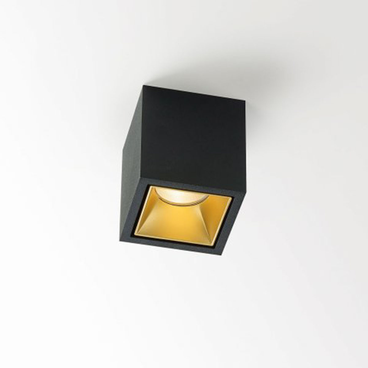 BOXY L 92733 DIM8 Aufbaustrahler, L: 8 cm, B: 8 cm, Schwarz & Gold, Extra-Warmweiß 2700K