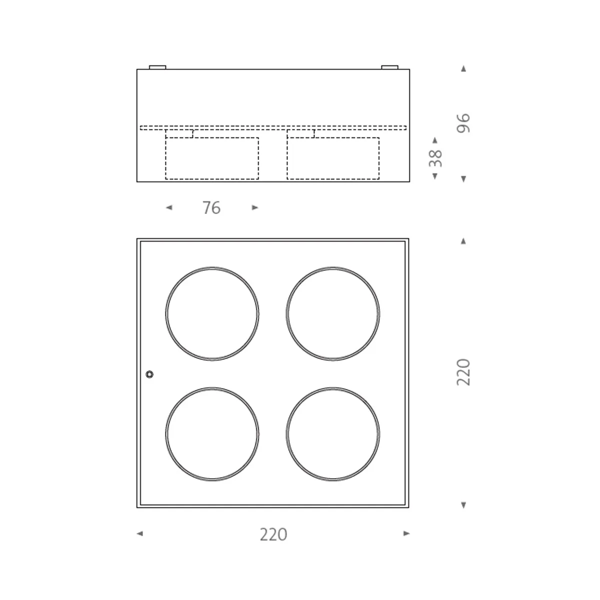 Wittenberg 4.0, wi4-ab-4q-kb Aufbaustrahler, Schwarz matt, Warmweiß 3000K, Flood 38°, Bluetooth