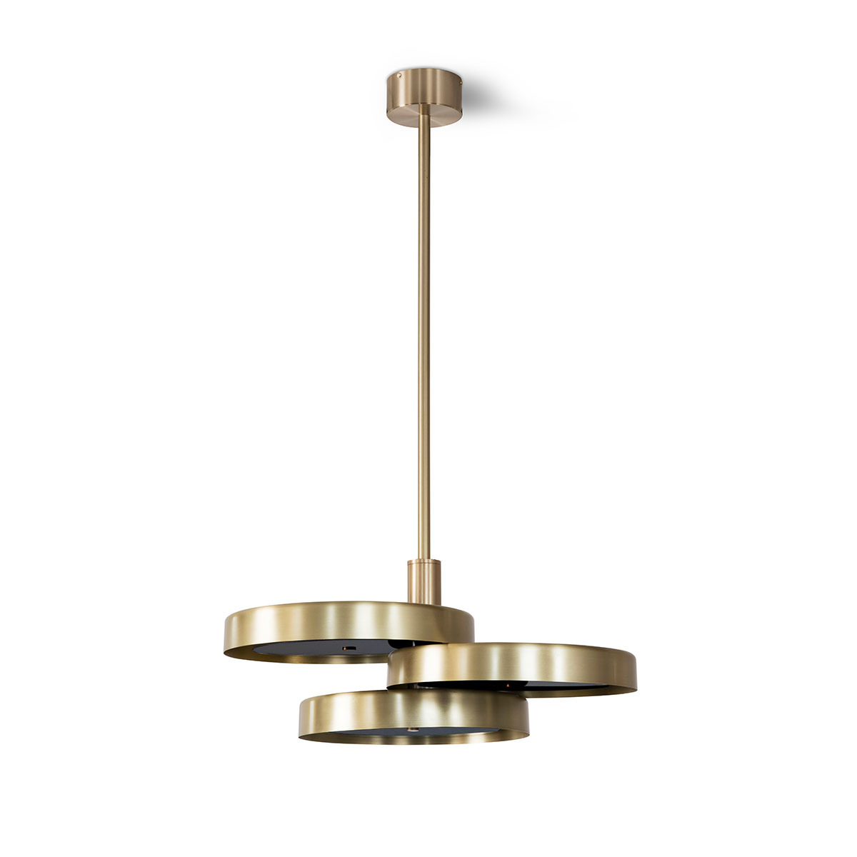 Perfekt für Esszimmer oder Lounge: Bert Frank Triac Pendelleuchte, Ø: 62 cm, Schwarz aus Messing und Polycarbonat – atmosphärisches Licht Perfekt für Esszimmer oder Lounge: Bert Frank Triac Pendelleuchte, Ø: 62 cm, Schwarz aus Messing und Polycarbonat – atmosphärisches Licht