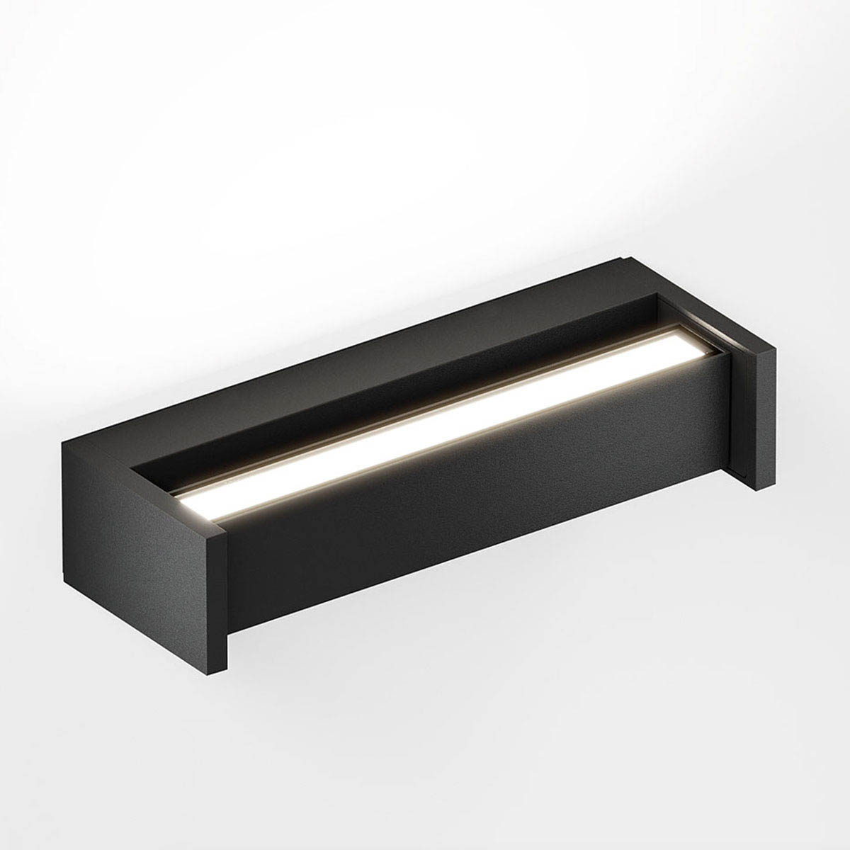 Rechteckige Wandleuchte für außen in der Farbe schwarz Rechteckige Wandleuchte für außen in der Farbe schwarz