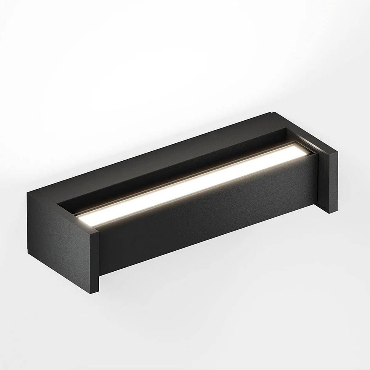 Rechteckige Wandleuchte für außen in der Farbe schwarz Rechteckige Wandleuchte für außen in der Farbe schwarz