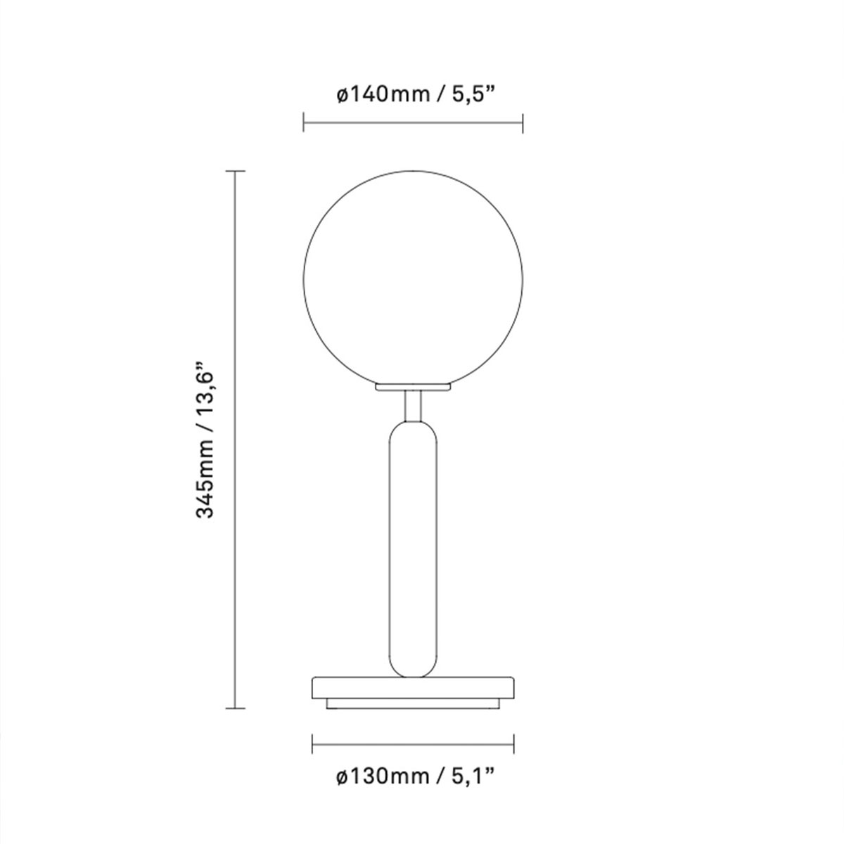 Miira Tischleuchte, Ø: 14 cm, H: 34,5 cm, Messing, Opalglas