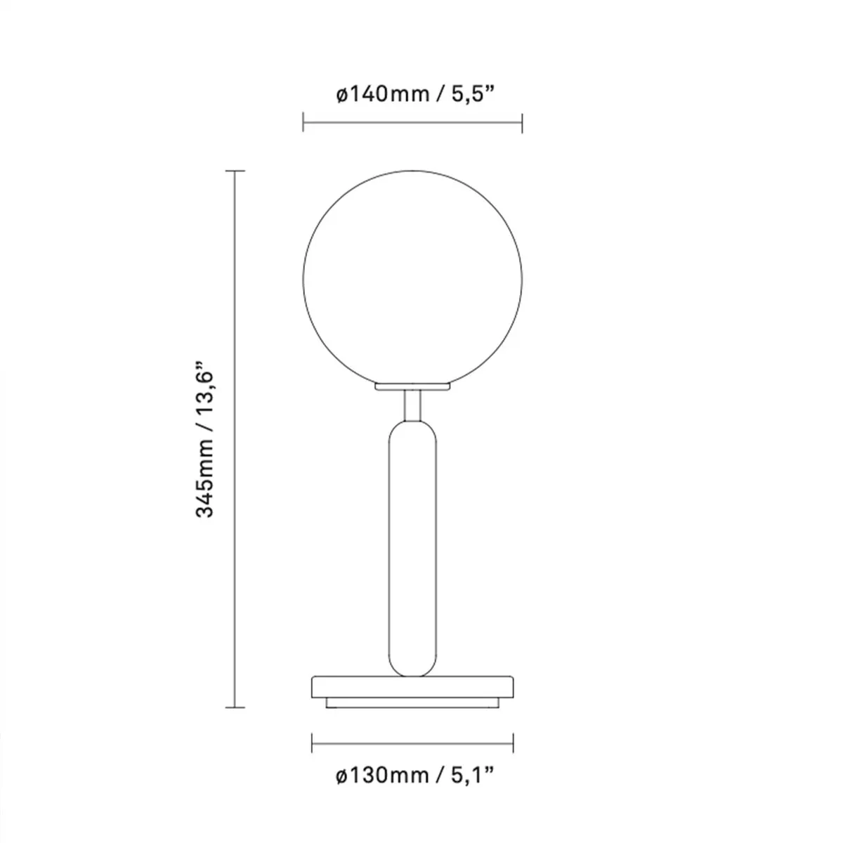 Miira Tischleuchte, Ø: 14 cm, H: 34,5 cm, Messing, Opalglas