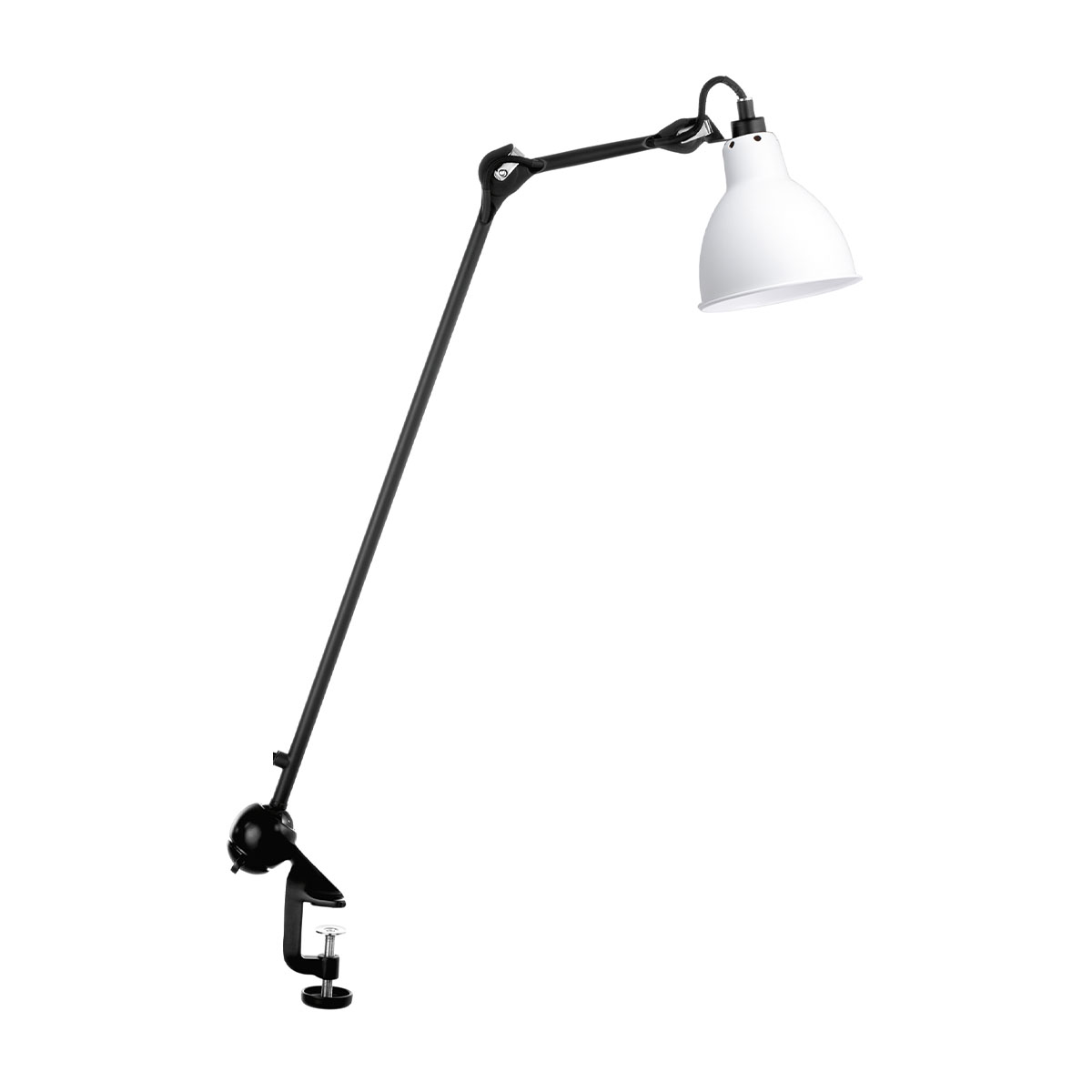 Lampe Gras N° 201 Tischleuchte, H: 59 cm Schwarz, Schirm Weiß Rund in Schwarz Weiß – hochwertige Designerleuchte aus dem Hause DCW Editions passt perfekt auf den Beistelltisch