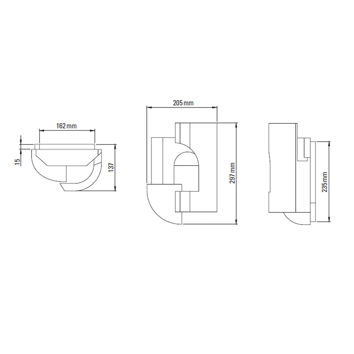 Technische Zeichnung DCW Editions Soul Story 2 Wandleuchte, H: 29,7 cm Weiß