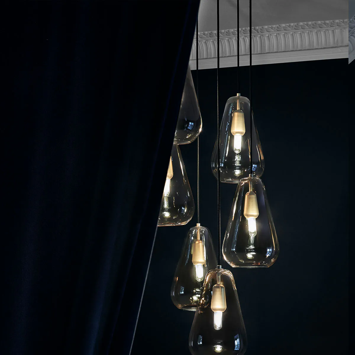 Anoli 6 Pendelleuchte, Ø: 46,5 cm, Opalglas