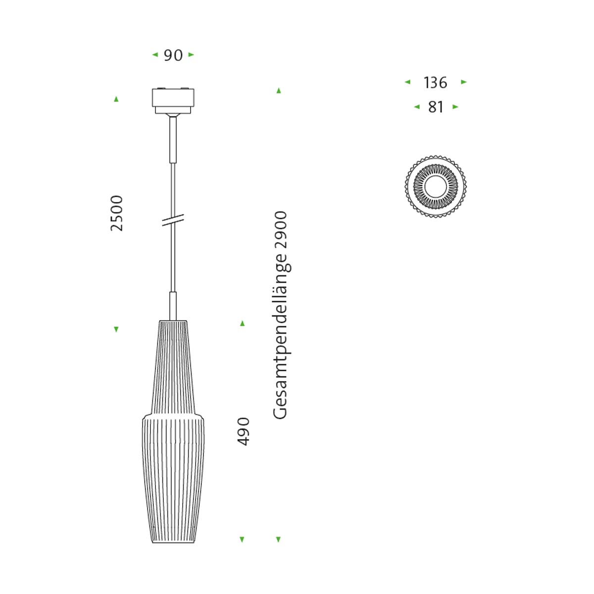 Mawa Design Gangkofner pisa Pendelleuchte, Ø: 13,6 cm, H: 49 cm Pendel weiß Opalglas
