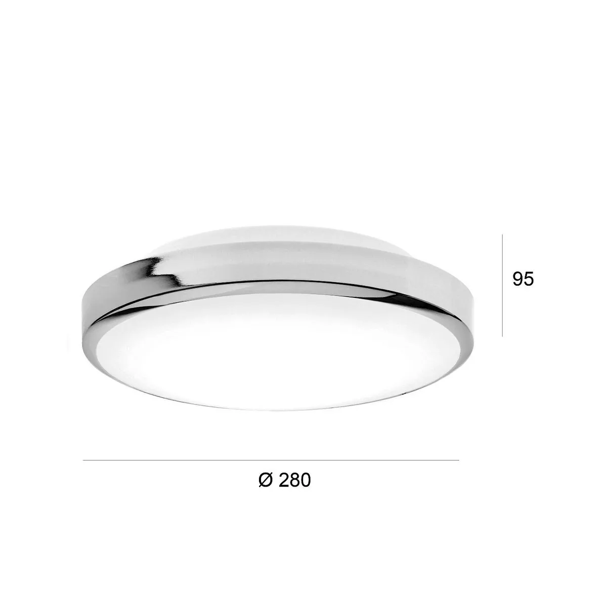 Maßzeichnung der Deckenleuchten – Decor Walther Glow 28 N LED Deckenleuchte Badezimmer, Ø: 28 cm, H: 9,5 cm