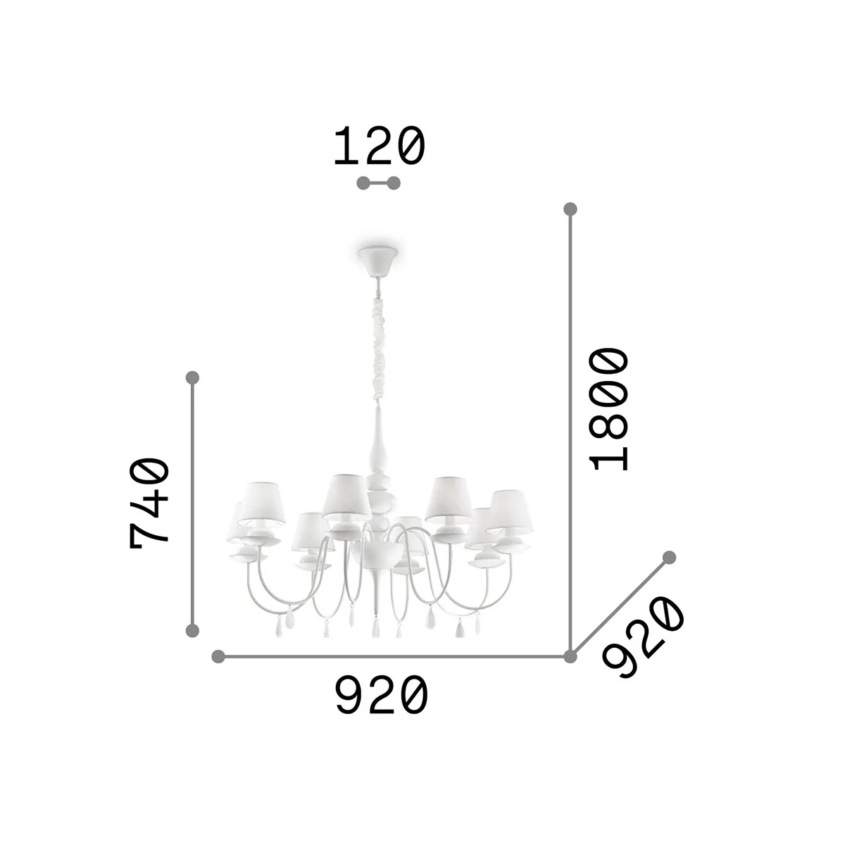 Blanche Metall Kronleuchter SP8, Schwarz, Ø: 92 cm