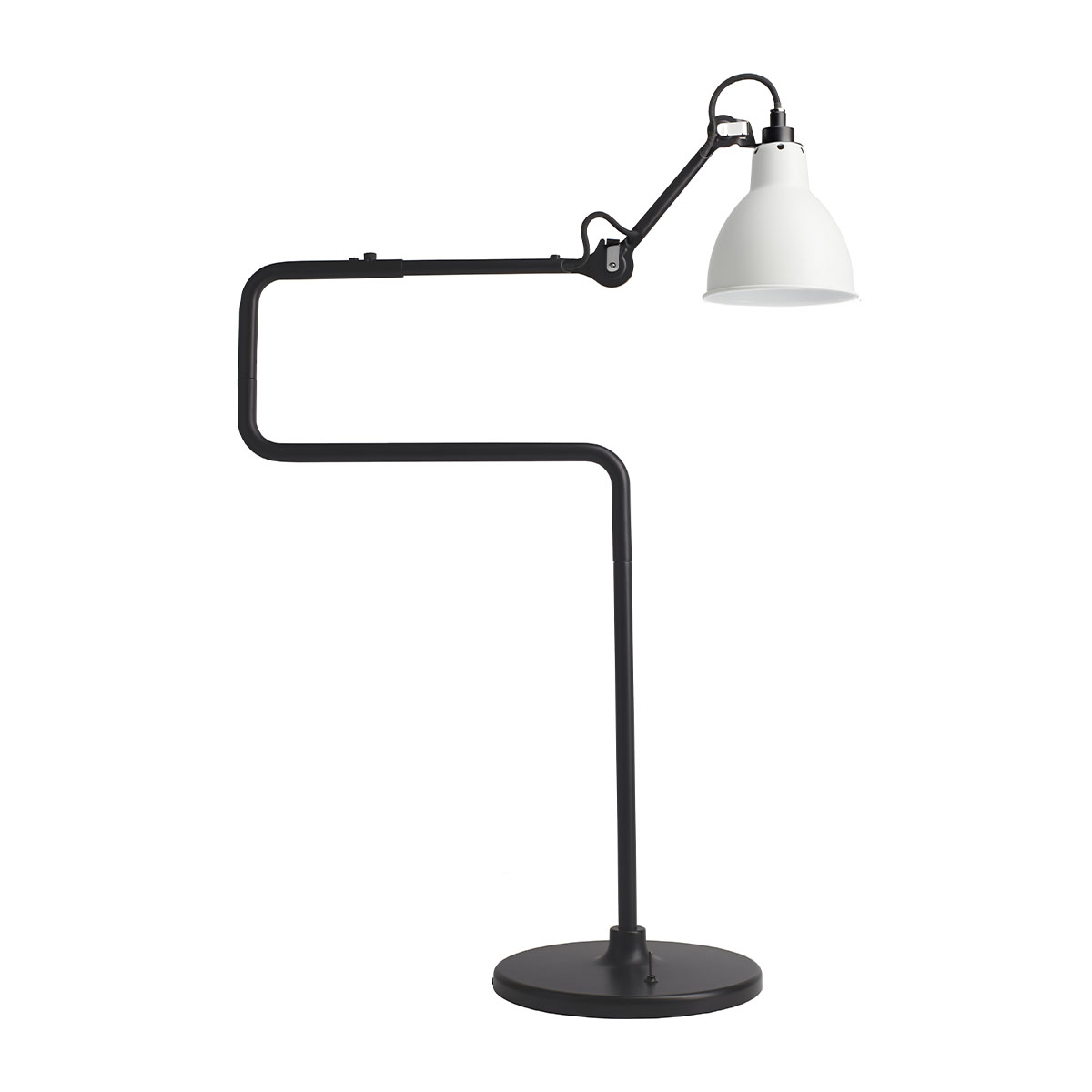 DCW Editions Lampe Gras N° 317 Tischleuchte, H: 65 cm Schwarz, Schirm Weiß & Kupfer Rund Schwarz Modern – hochwertige Tischleuchte für Wohnzimmer
